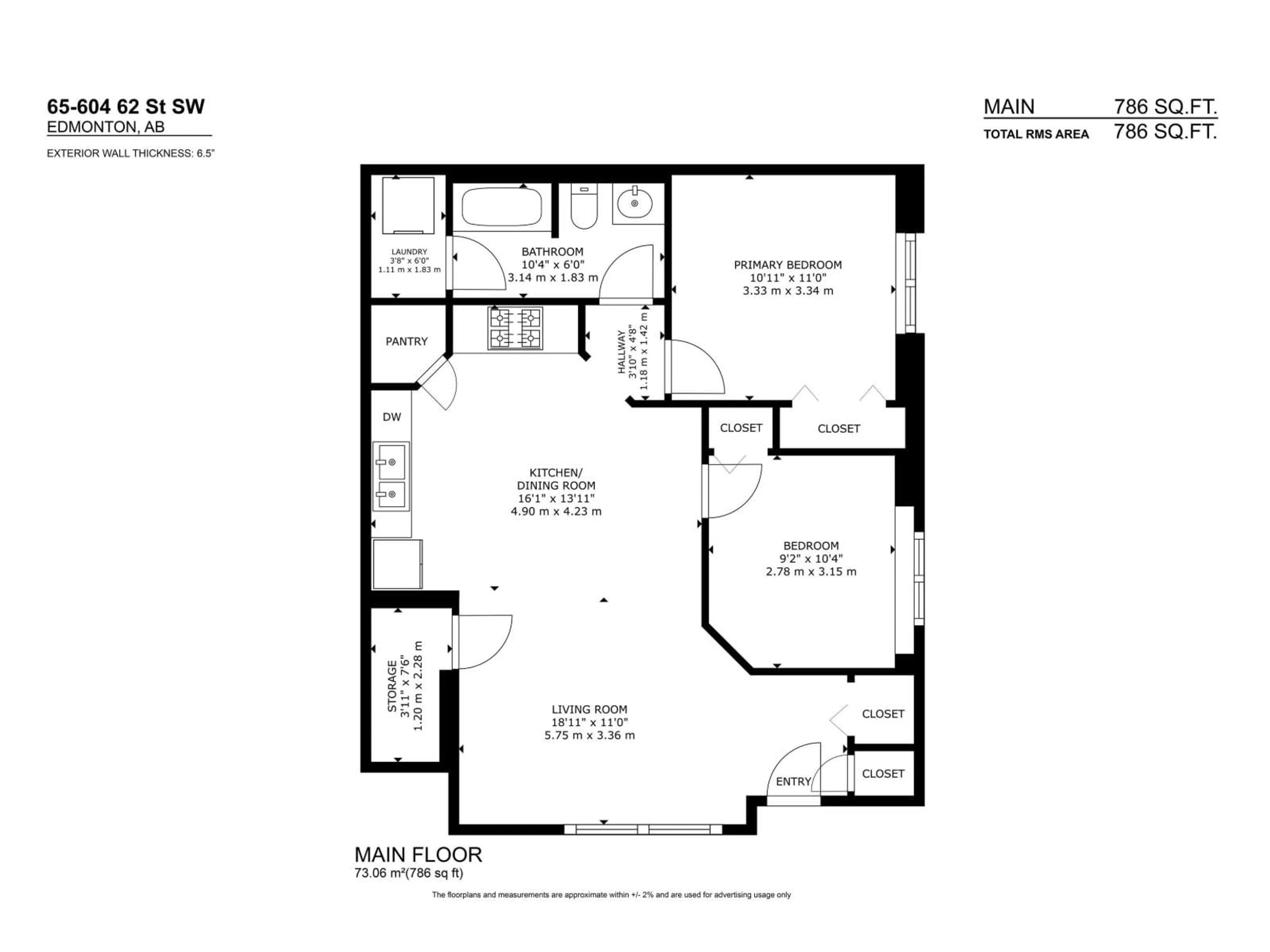 Floor plan for SW - 65 604 62 ST, Edmonton Alberta T6X0K4