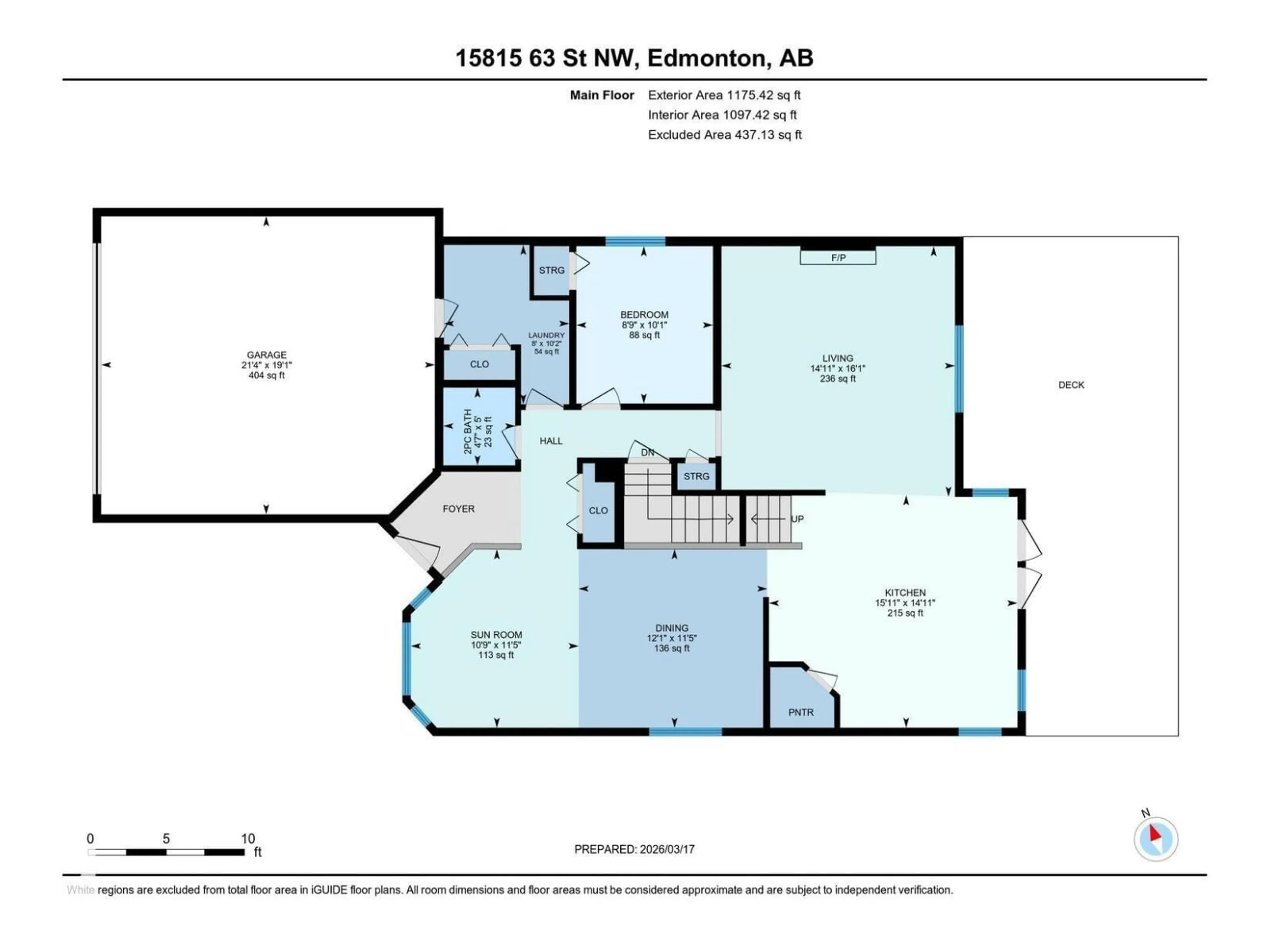Floor plan for NW - 15815 63 ST, Edmonton Alberta T5Y2R8