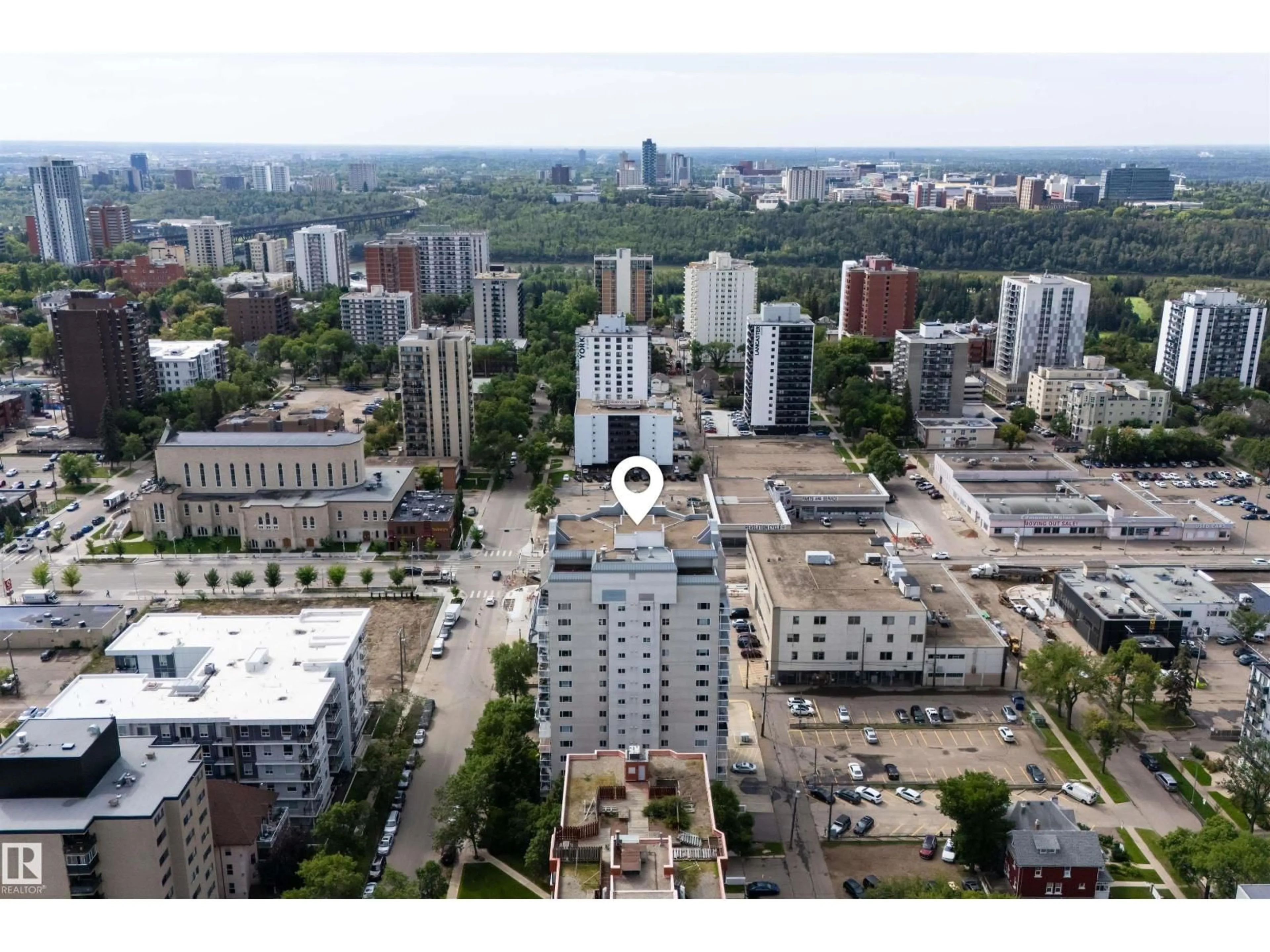 A pic from outside/outdoor area/front of a property/back of a property/a pic from drone, city buildings view from balcony for #1303 - 10130 114 ST, Edmonton Alberta T5K2S6