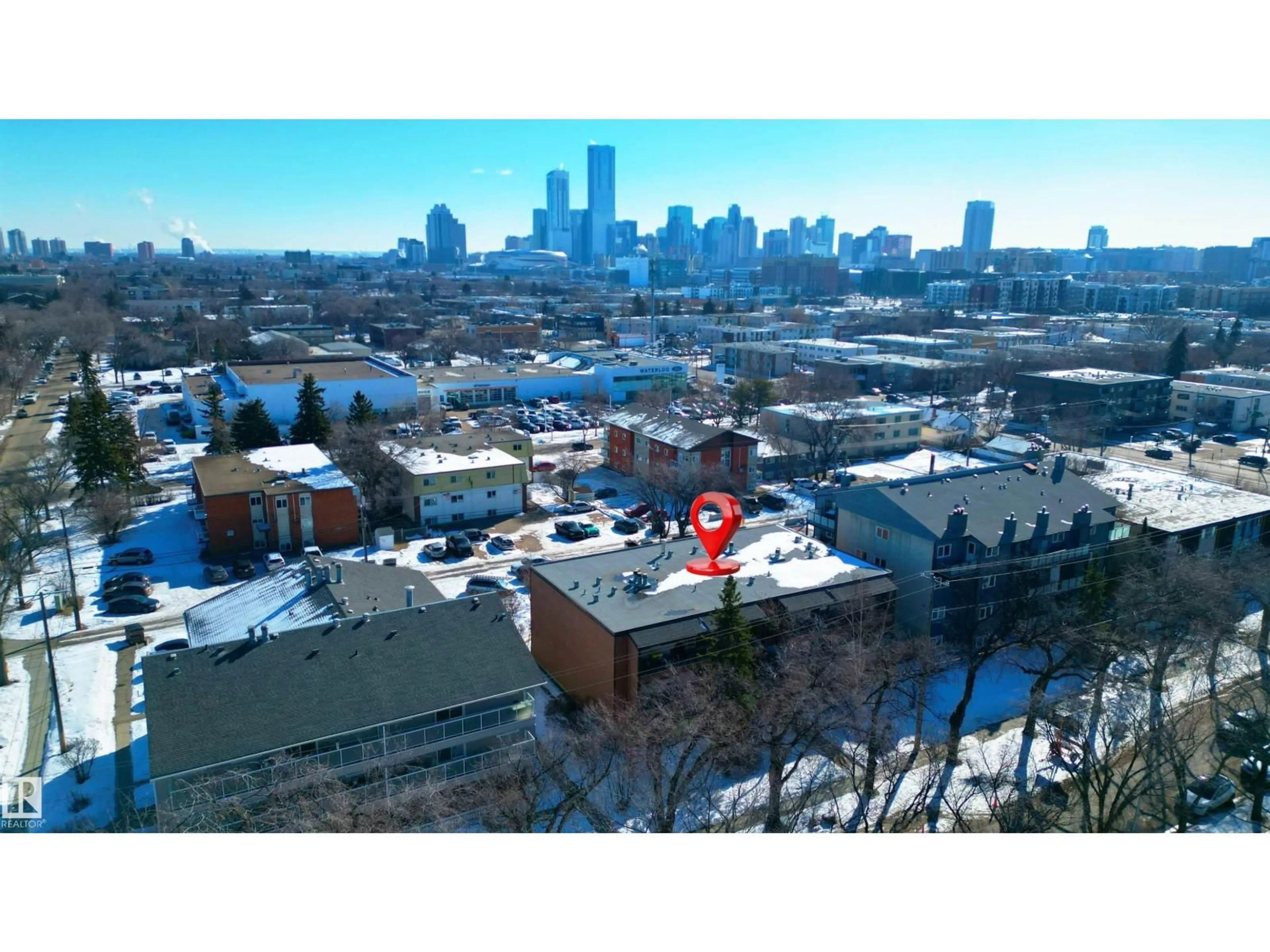 A pic from outside/outdoor area/front of a property/back of a property/a pic from drone, city buildings view from balcony for #2 - 10737 116 ST, Edmonton Alberta T5H3M3