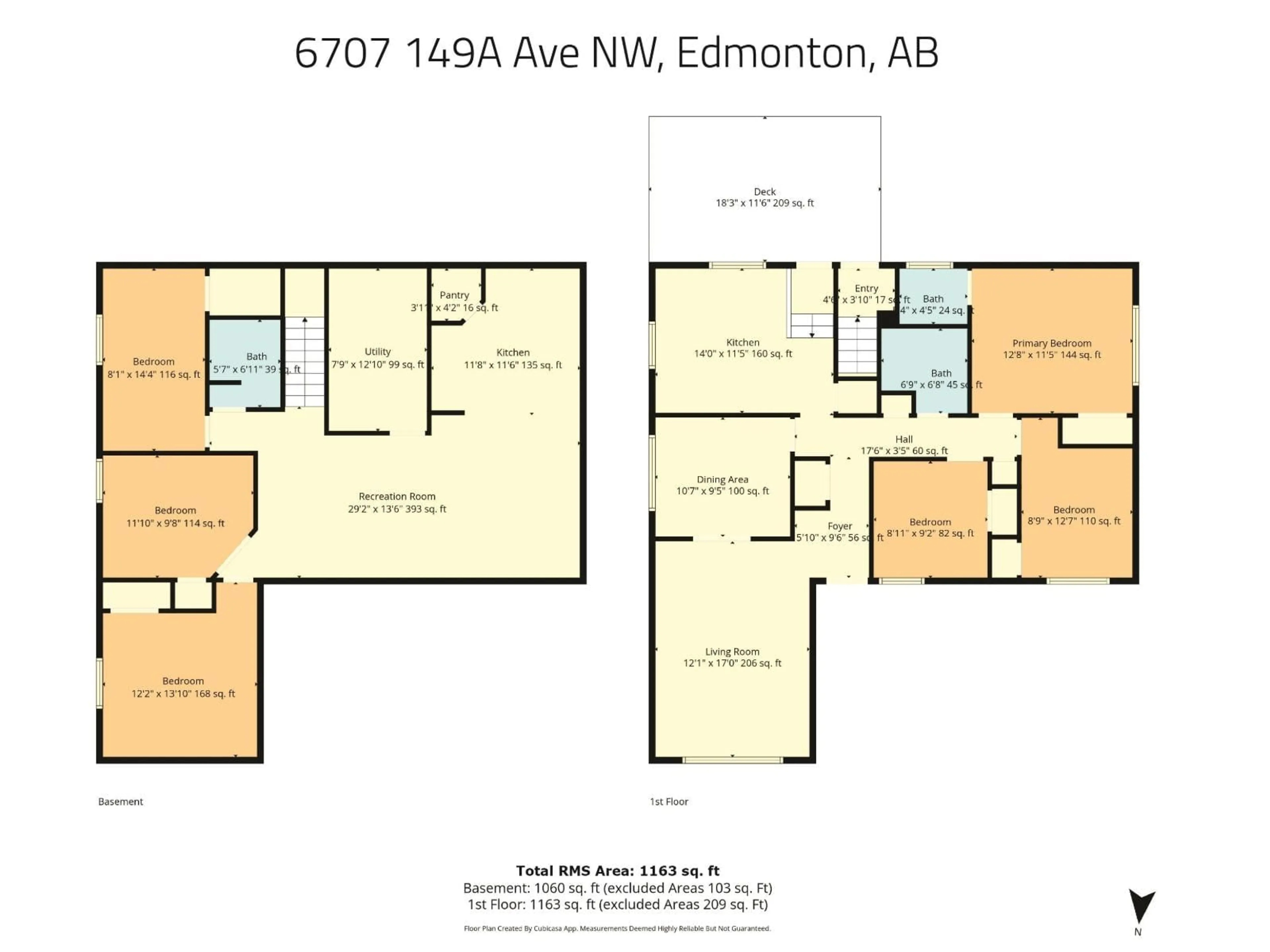 Floor plan for 6707 149A AV, Edmonton Alberta T5C2V8