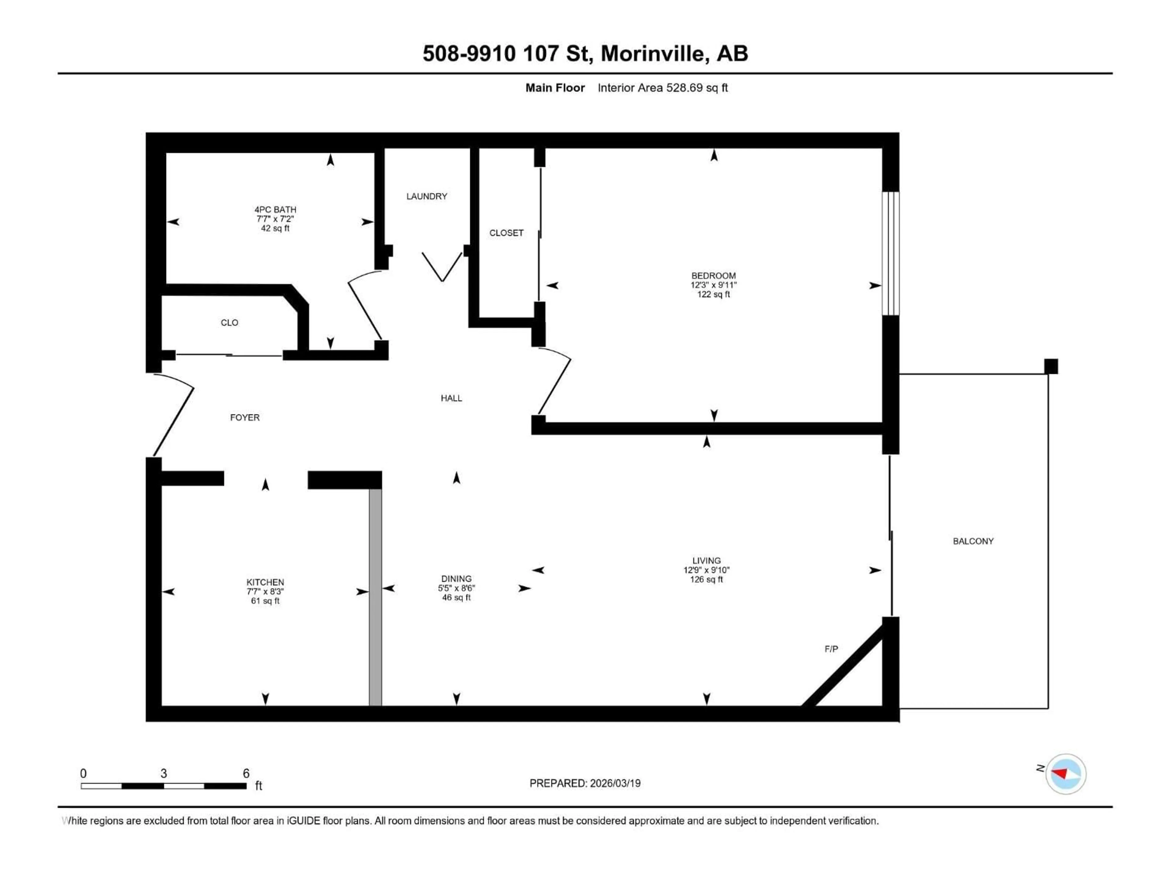 Floor plan for 508 - 9910 107 ST, Morinville Alberta T8R0A3