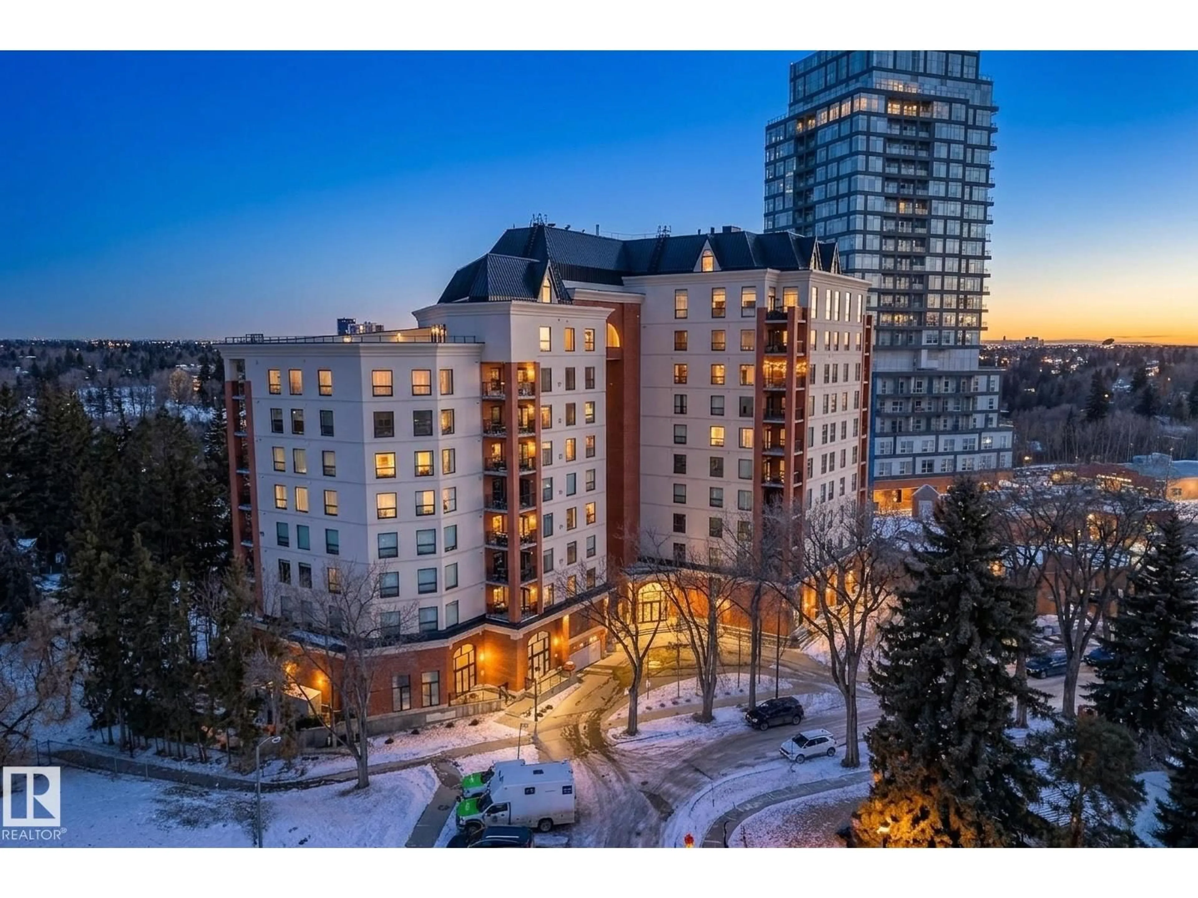 A pic from outside/outdoor area/front of a property/back of a property/a pic from drone, city buildings view from balcony for #307 - 10108 125 ST, Edmonton Alberta T5N4B6