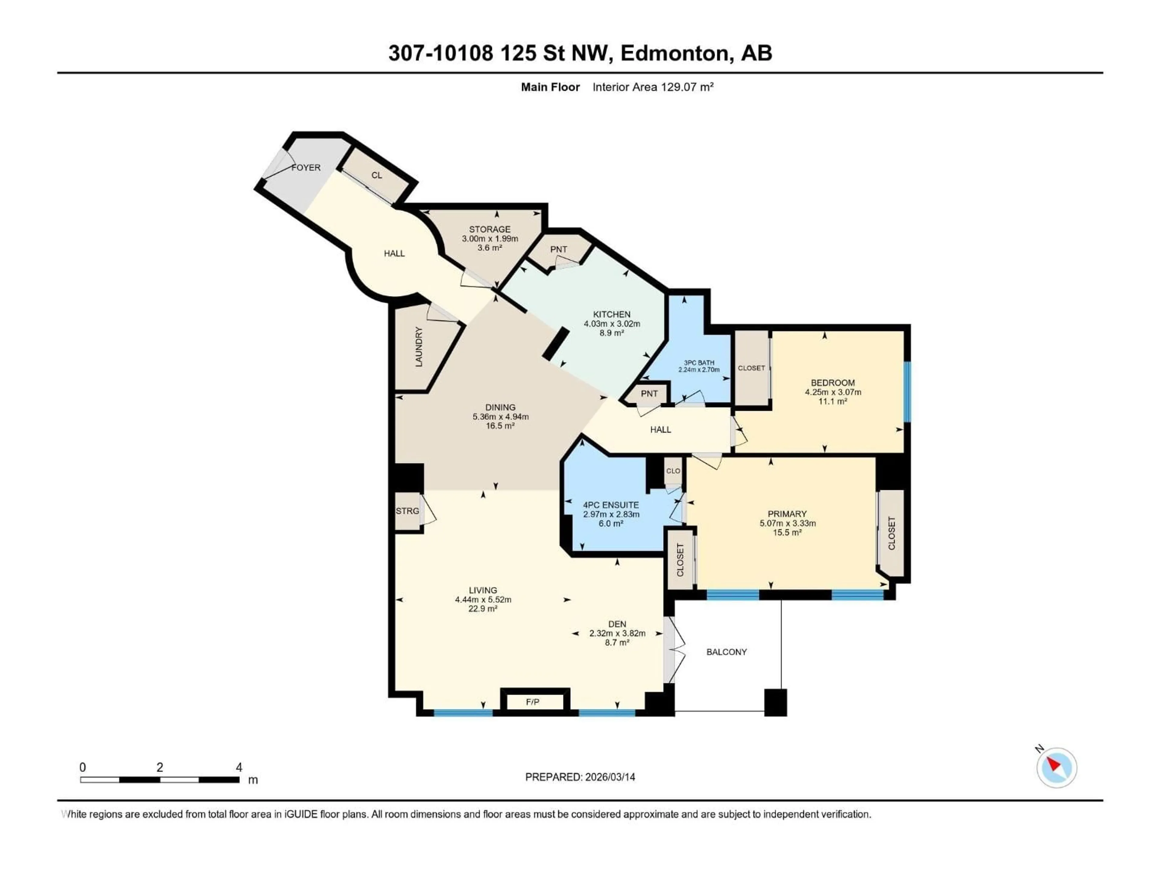 Floor plan for #307 - 10108 125 ST, Edmonton Alberta T5N4B6