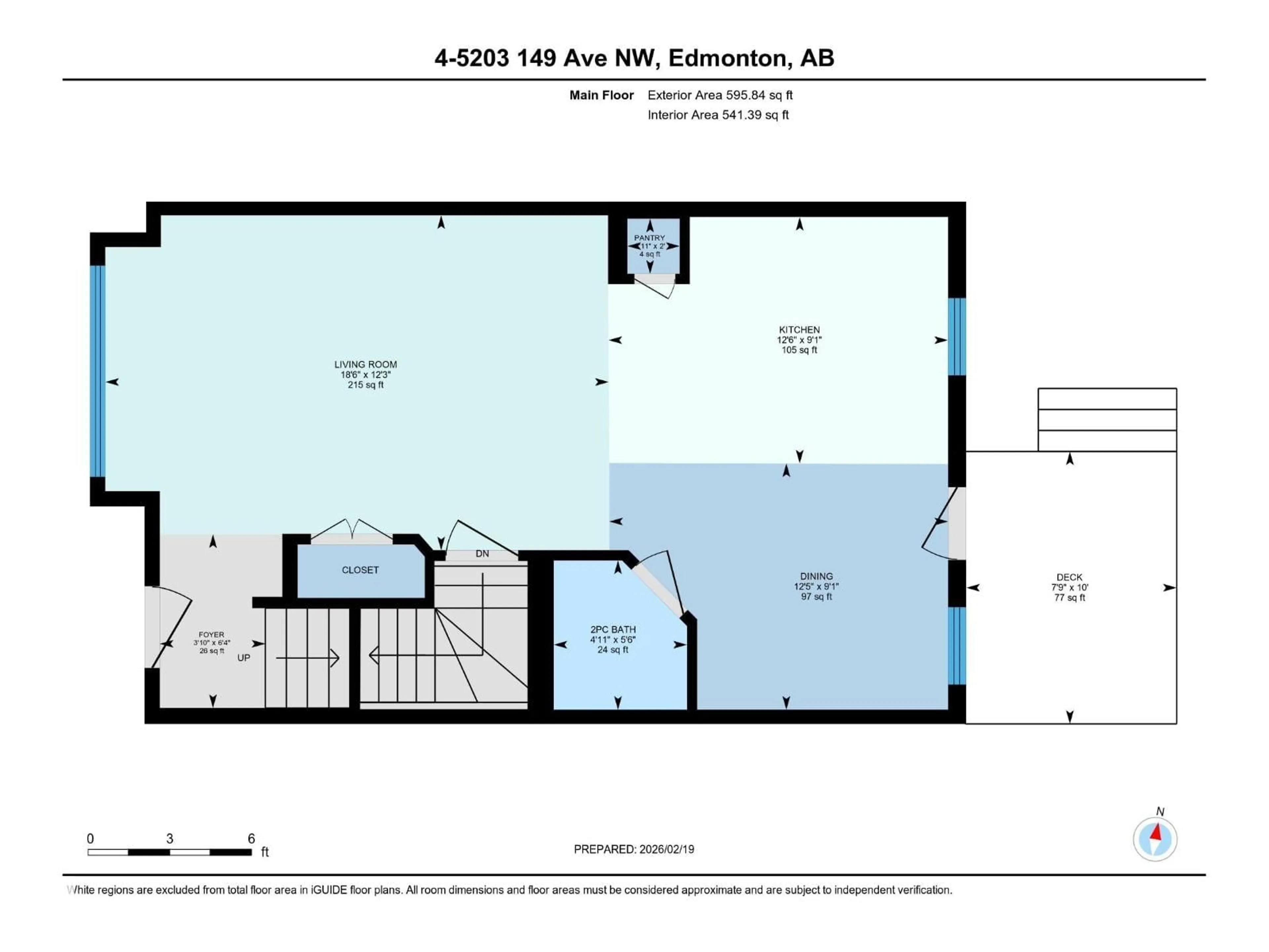 Floor plan for #4 - 5203 149 AV, Edmonton Alberta T5A1B5