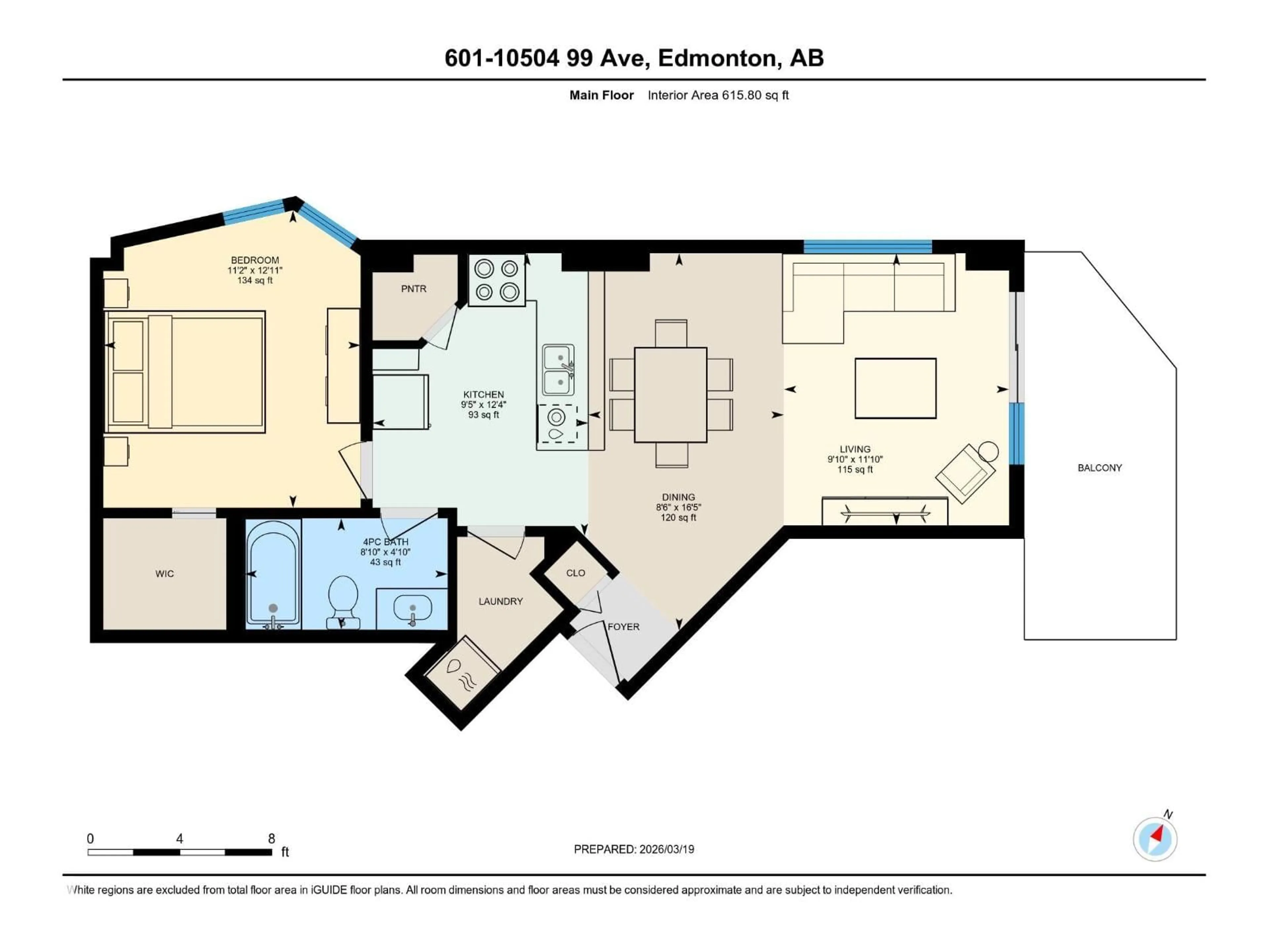 Floor plan for 601 - 10504 99 AV, Edmonton Alberta T5K1B2
