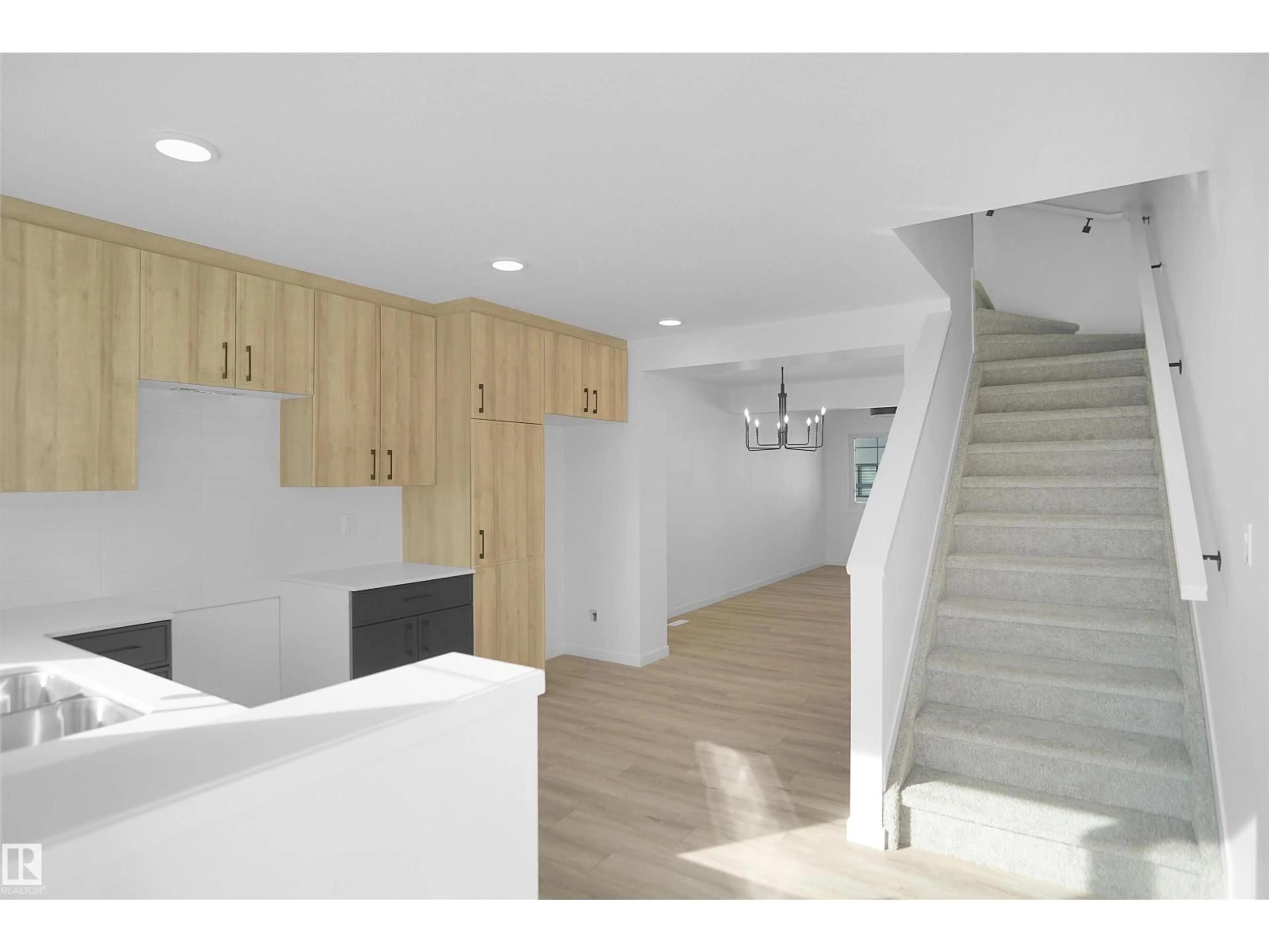 Open concept kitchen, wood/laminate floor for #95 - 1430 ASTER WY, Edmonton Alberta T6T2N8