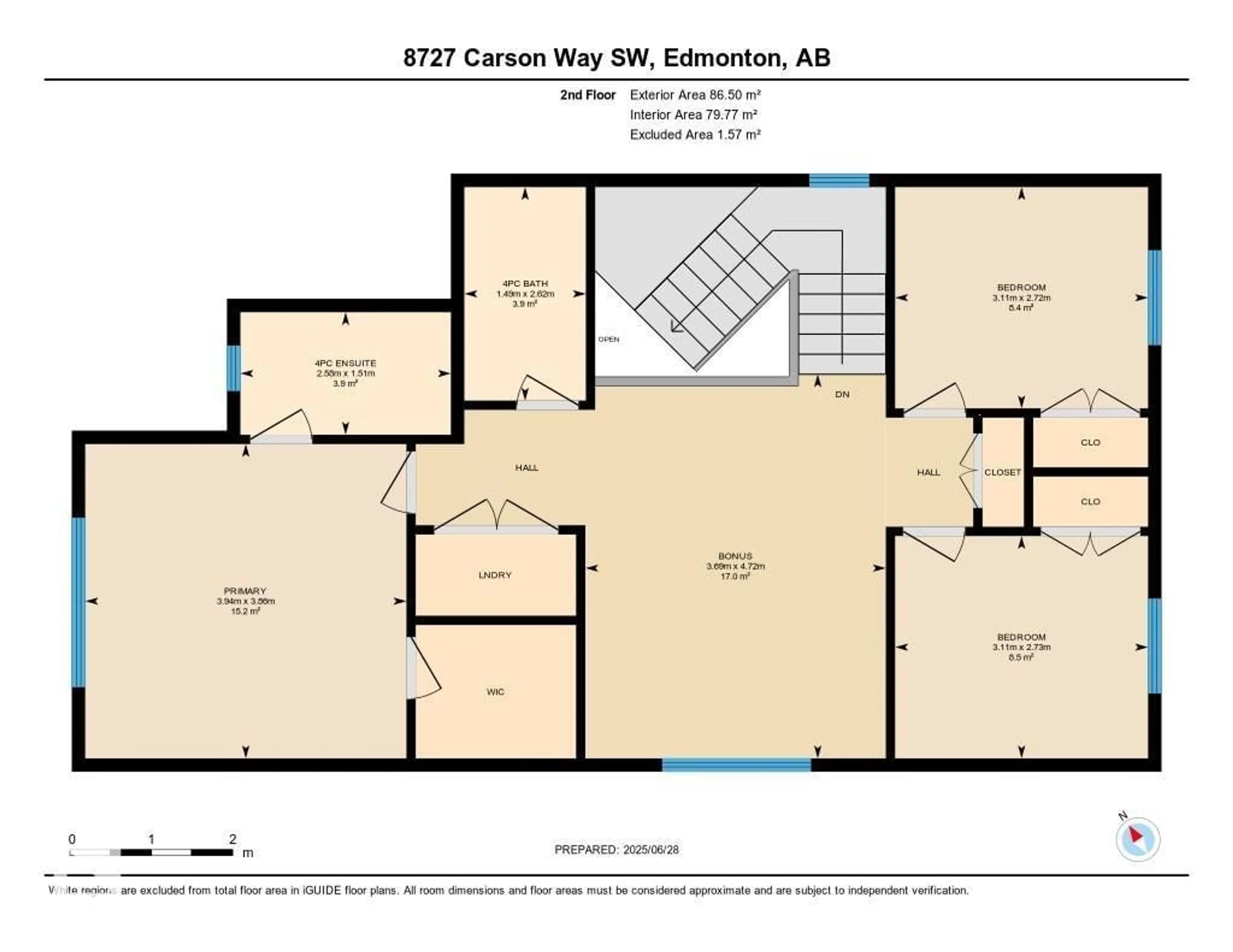 Floor plan for SW - 8727 CARSON WY, Edmonton Alberta T6W3K8