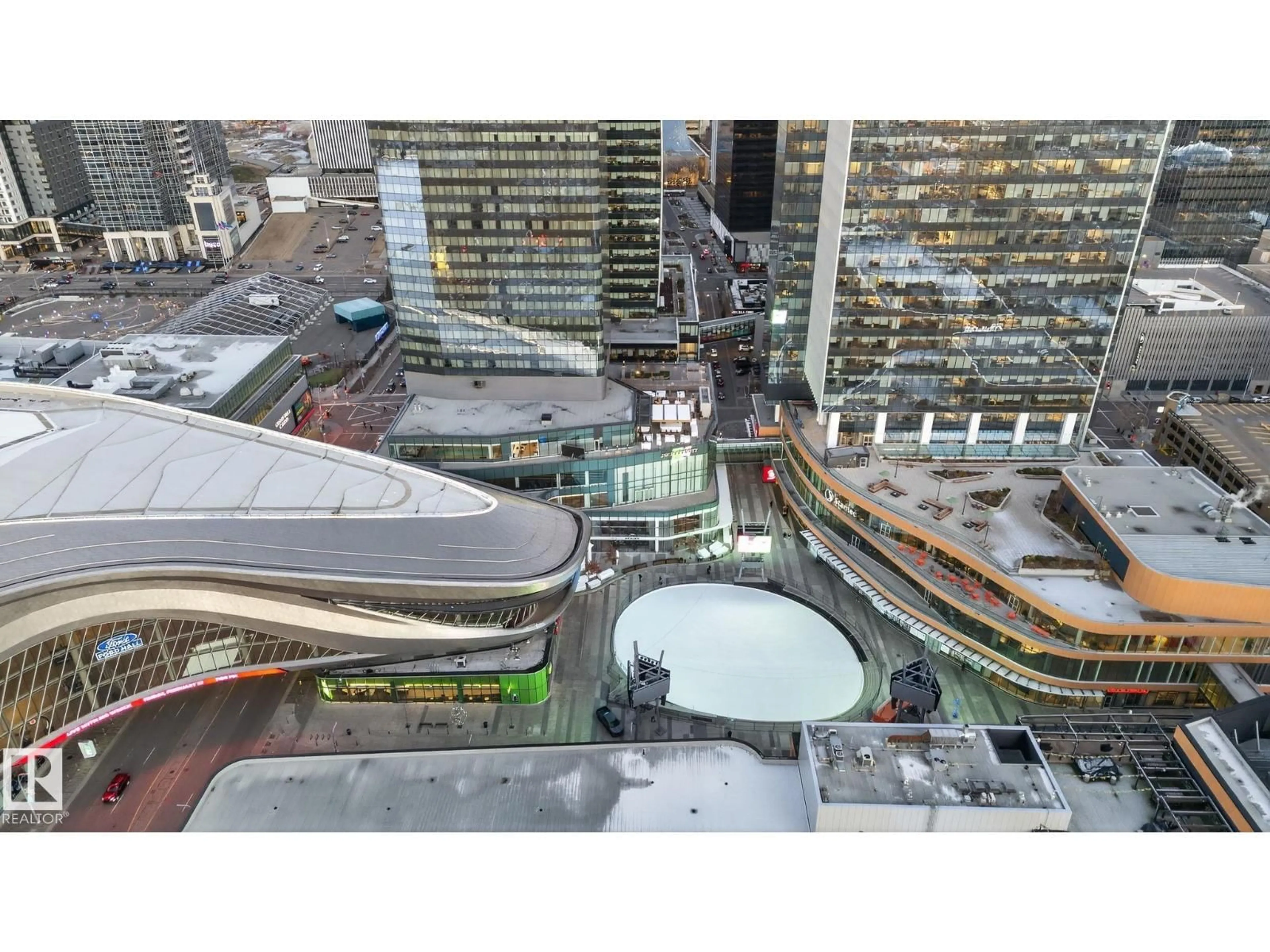 A pic from outside/outdoor area/front of a property/back of a property/a pic from drone, city buildings view from balcony for NW - 4206 102 ST, Edmonton Alberta T5J0K6