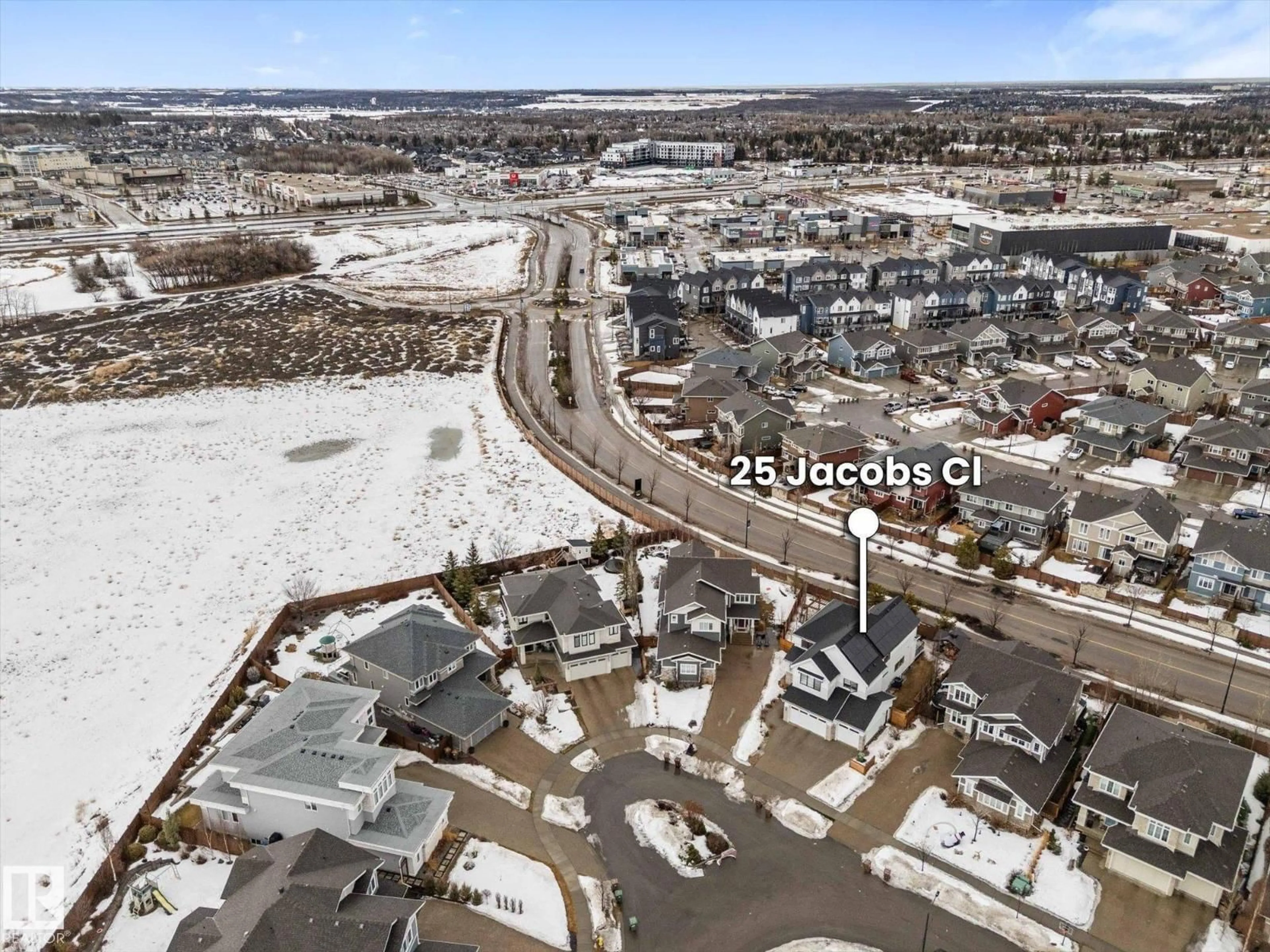 A pic from outside/outdoor area/front of a property/back of a property/a pic from drone, street for 25 JACOBS CL, St. Albert Alberta T8N7S4
