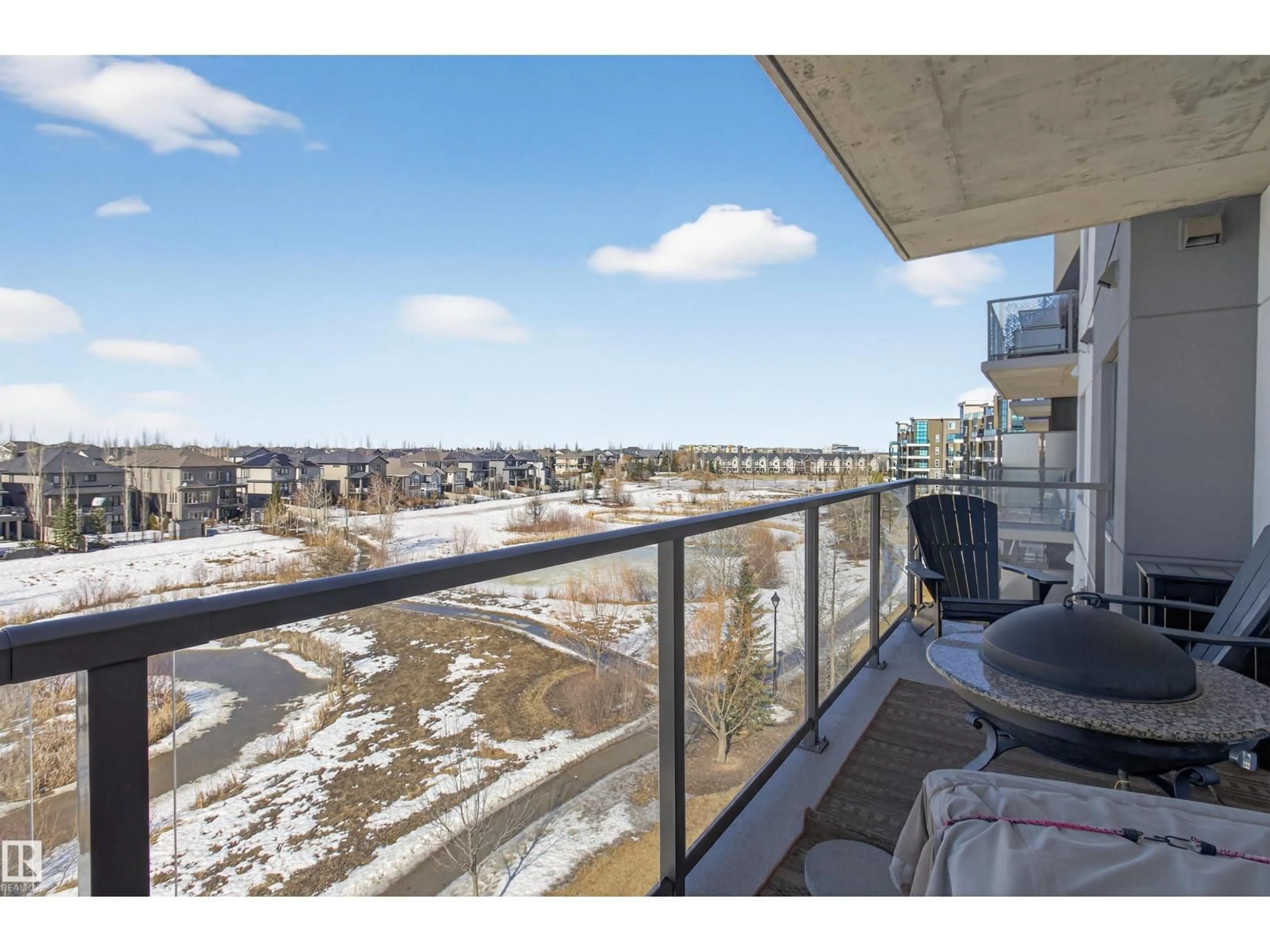 Balcony in the apartment, water/lake/river/ocean view for #401 - 1316 WINDERMERE WY, Edmonton Alberta T6W2J3