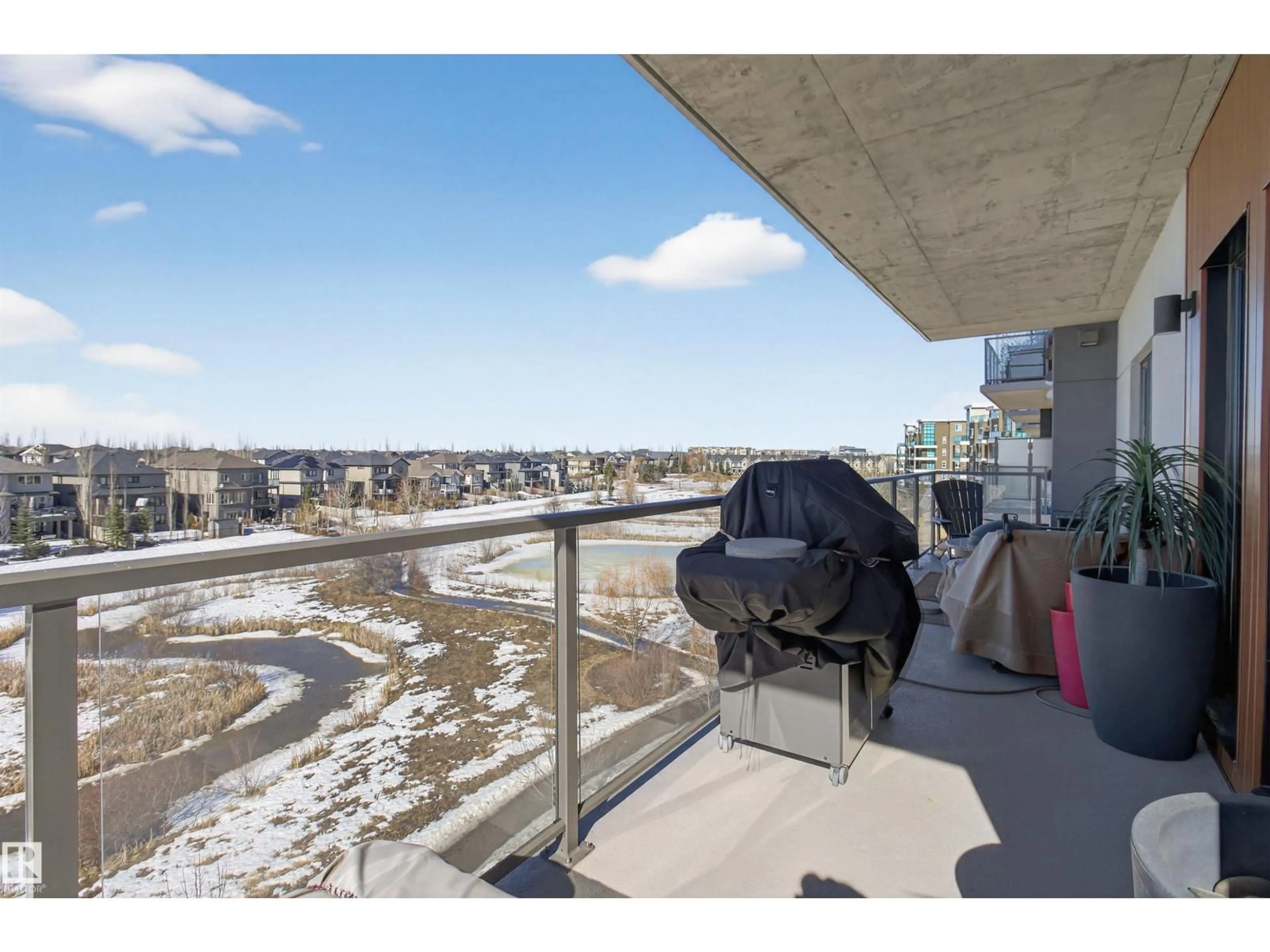 Balcony in the apartment, water/lake/river/ocean view for #401 - 1316 WINDERMERE WY, Edmonton Alberta T6W2J3