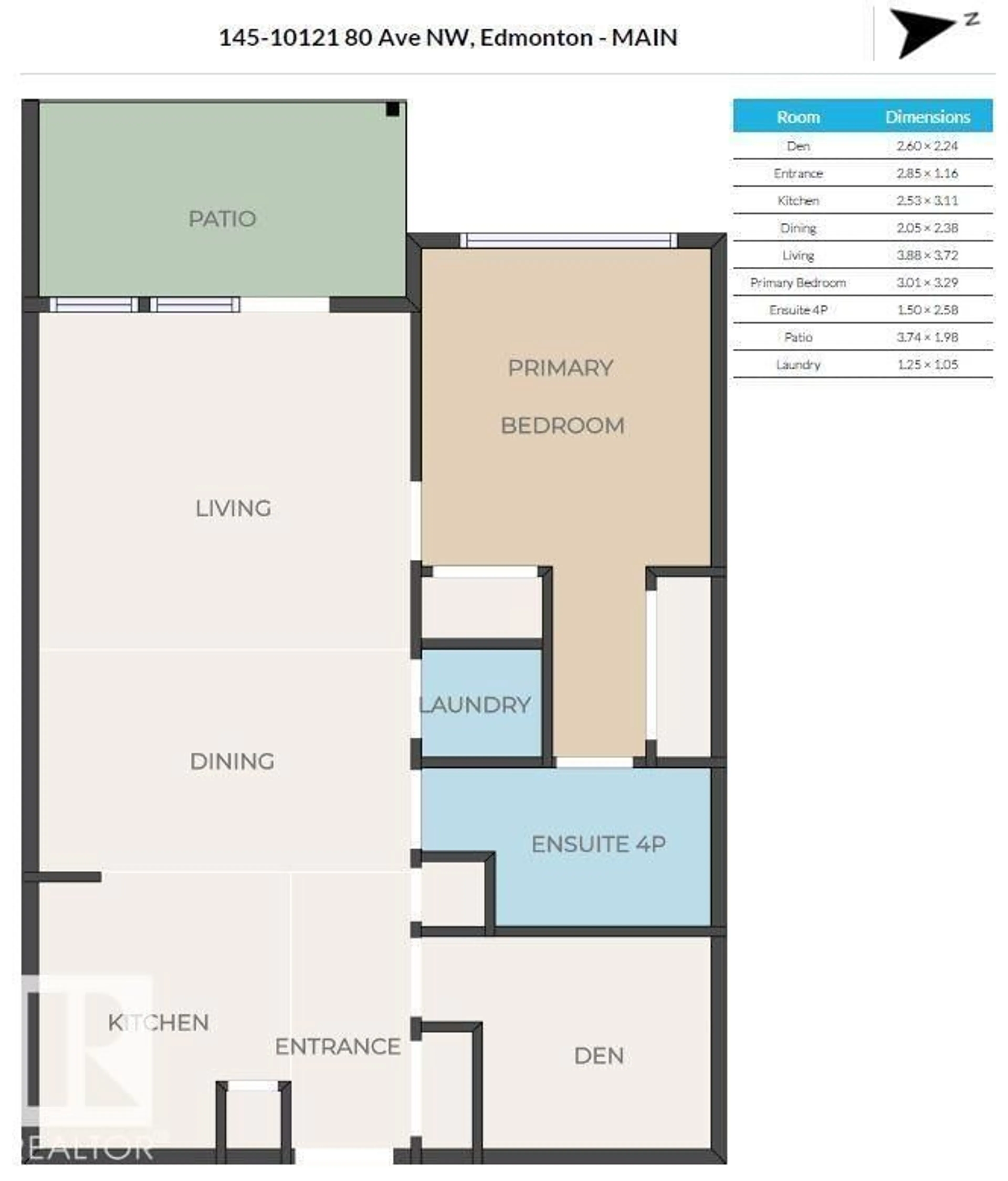 Floor plan for #145 - 10121 80 AV, Edmonton Alberta T6E0B9