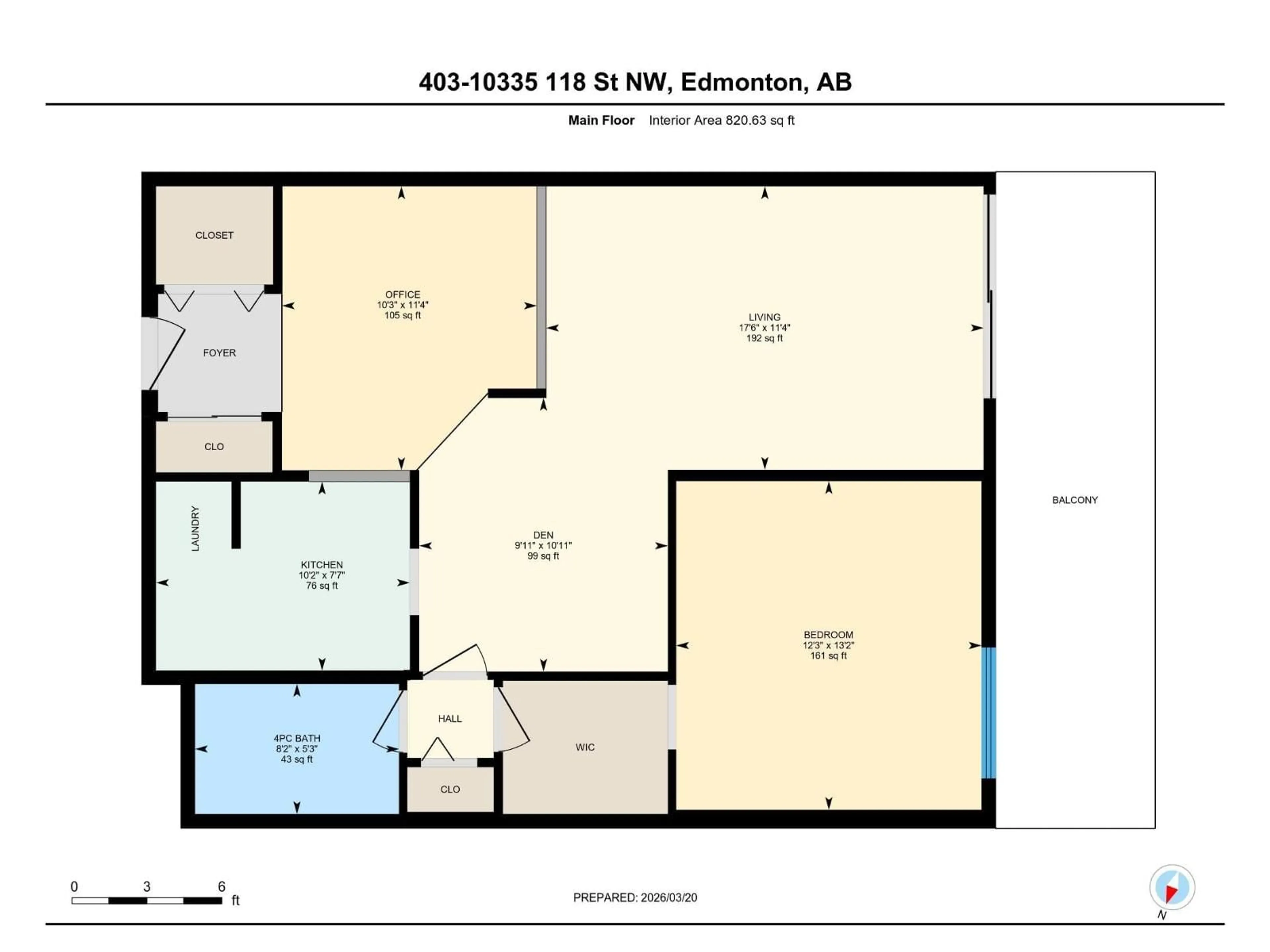 Floor plan for #403 - 10335 118 ST, Edmonton Alberta T5K1Y6