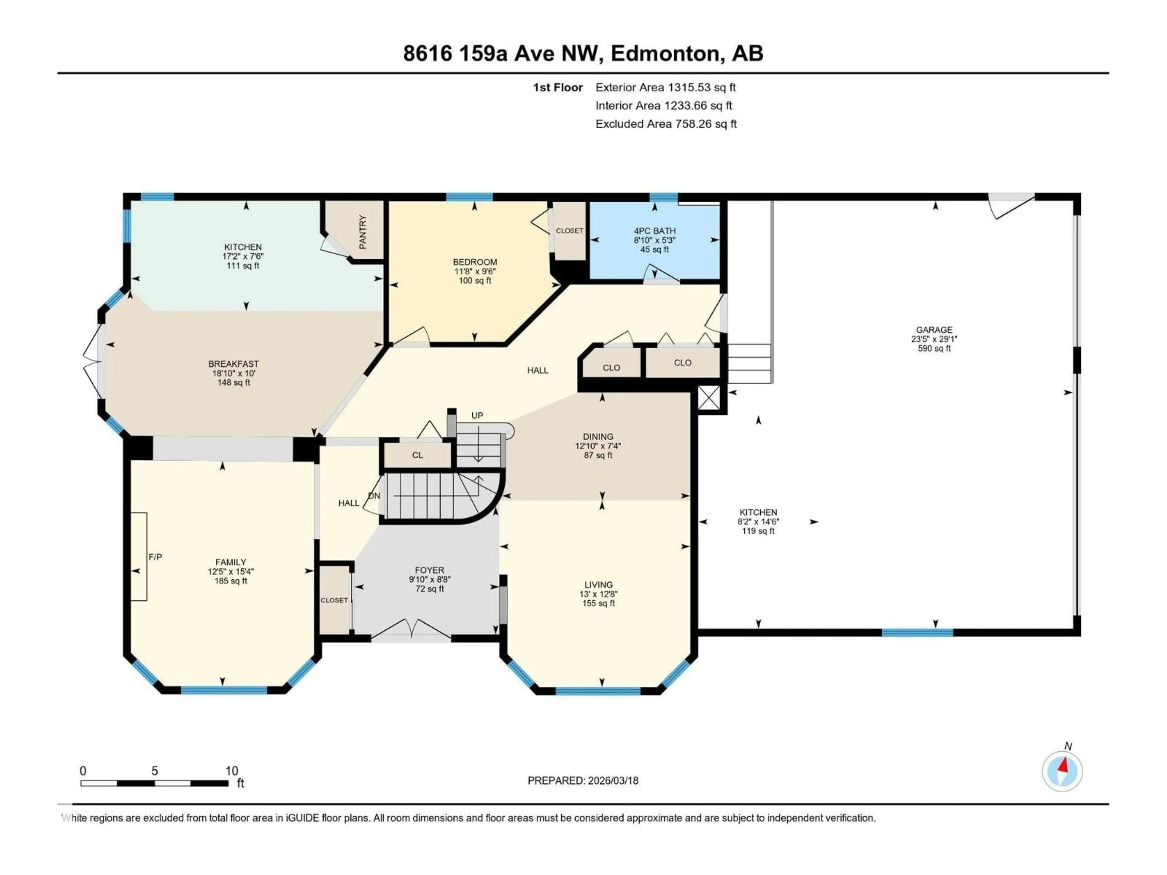 Floor plan for 8616 159A AV, Edmonton Alberta T5Z3E8