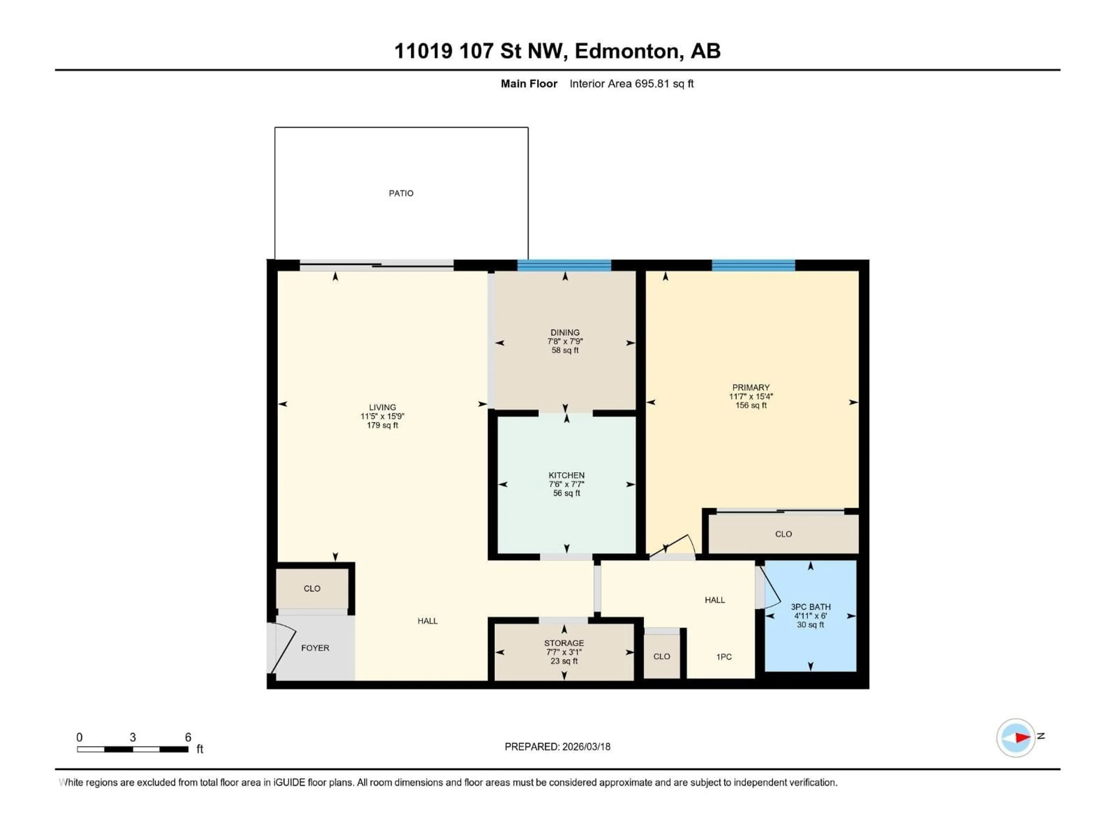 Floor plan for #101 - 11019 107 ST, Edmonton Alberta T5H2Z6