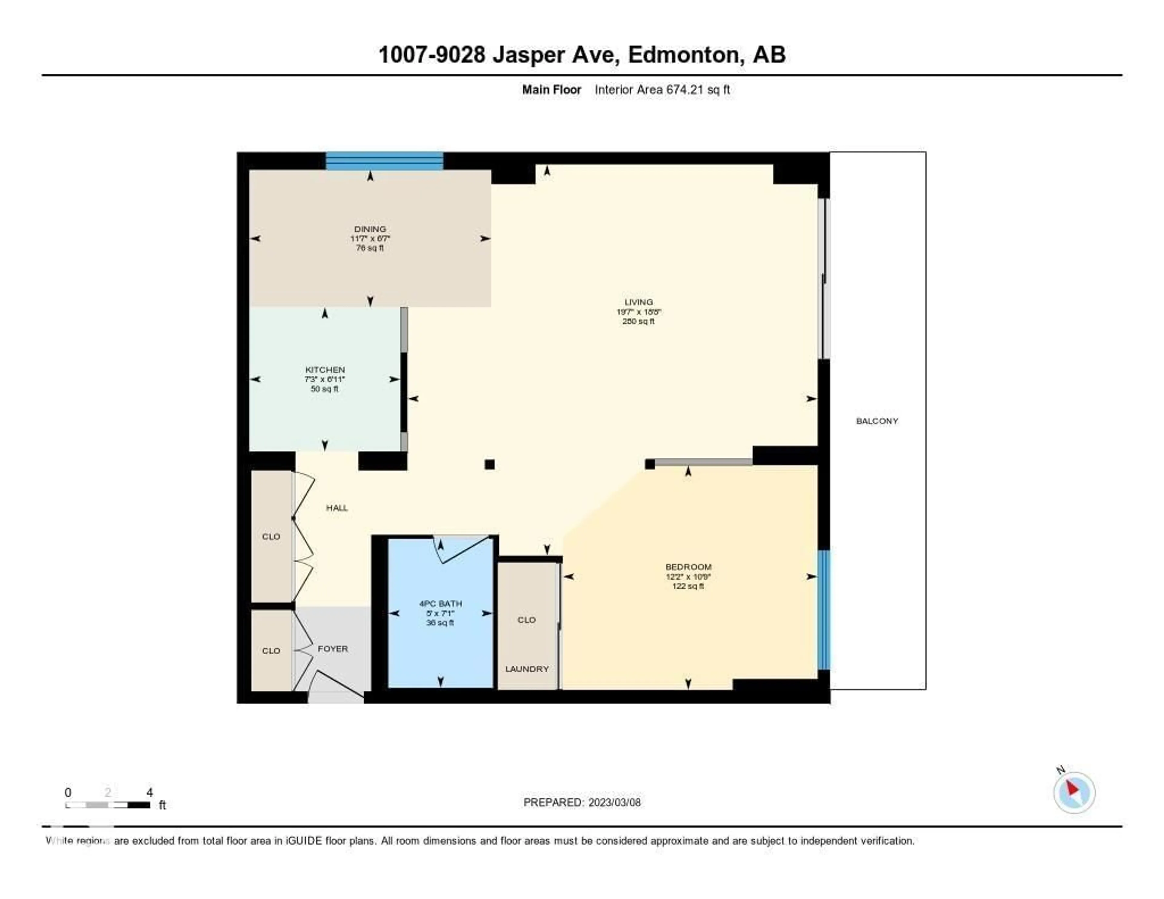 Floor plan for 1007 - 9028 JASPER AV, Edmonton Alberta T5H3Y6