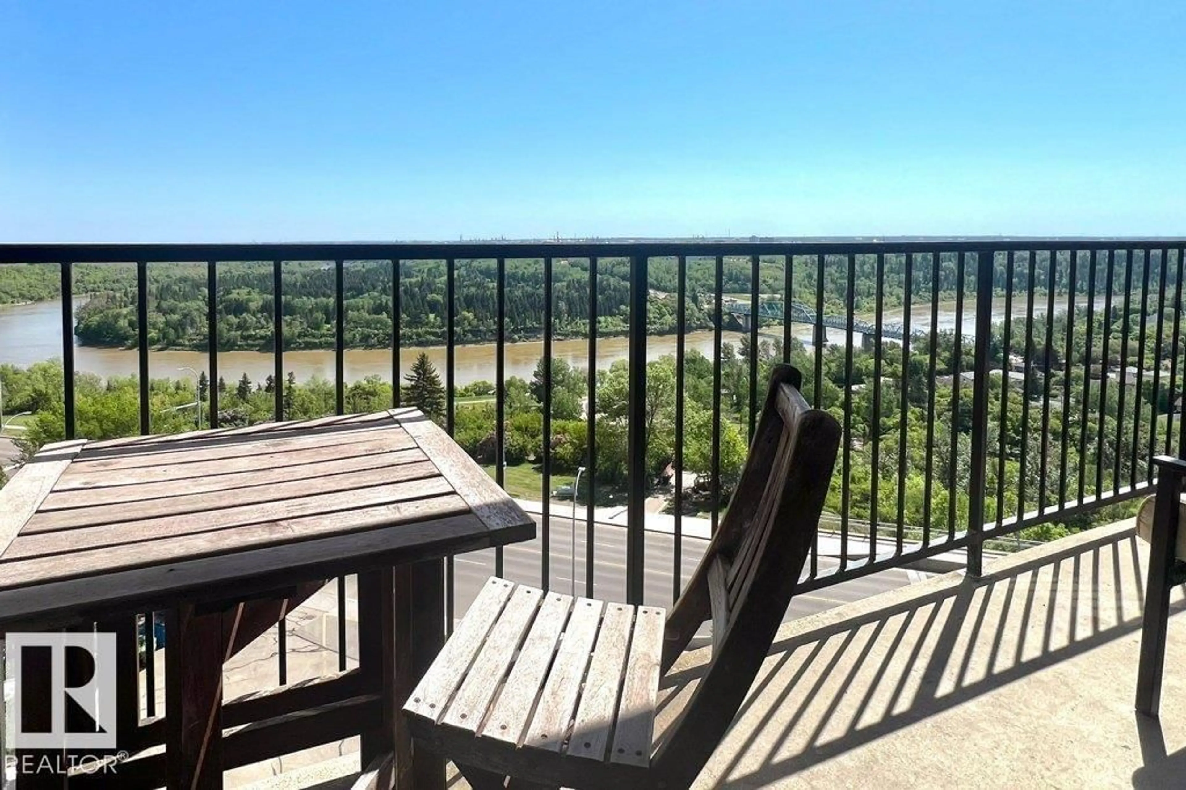 Patio, water/lake/river/ocean view for 1007 - 9028 JASPER AV, Edmonton Alberta T5H3Y6