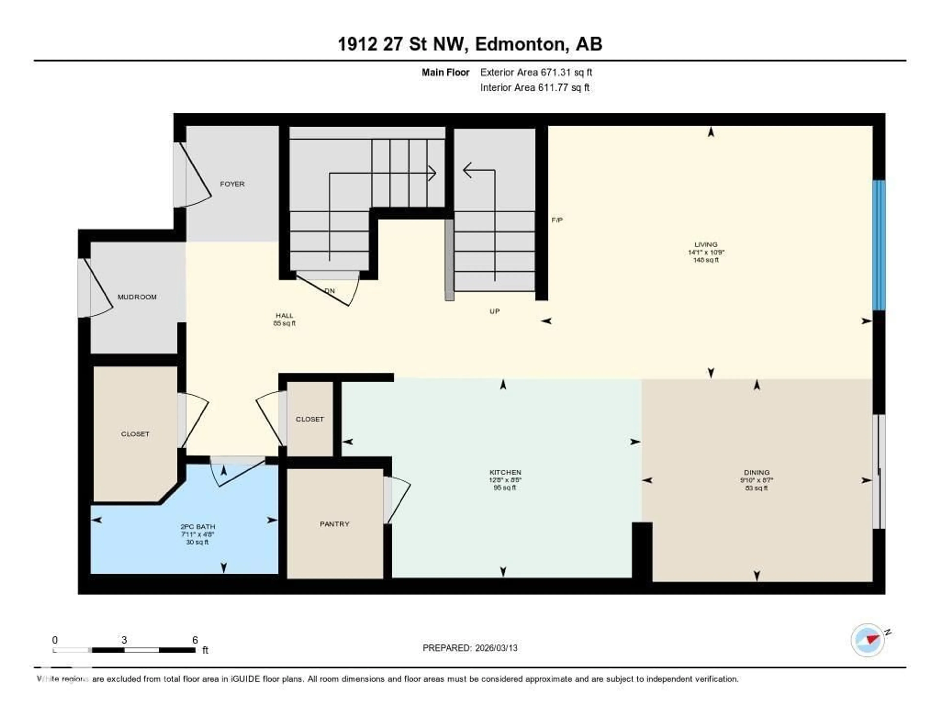 Floor plan for 1912 27 ST, Edmonton Alberta T6T2G5