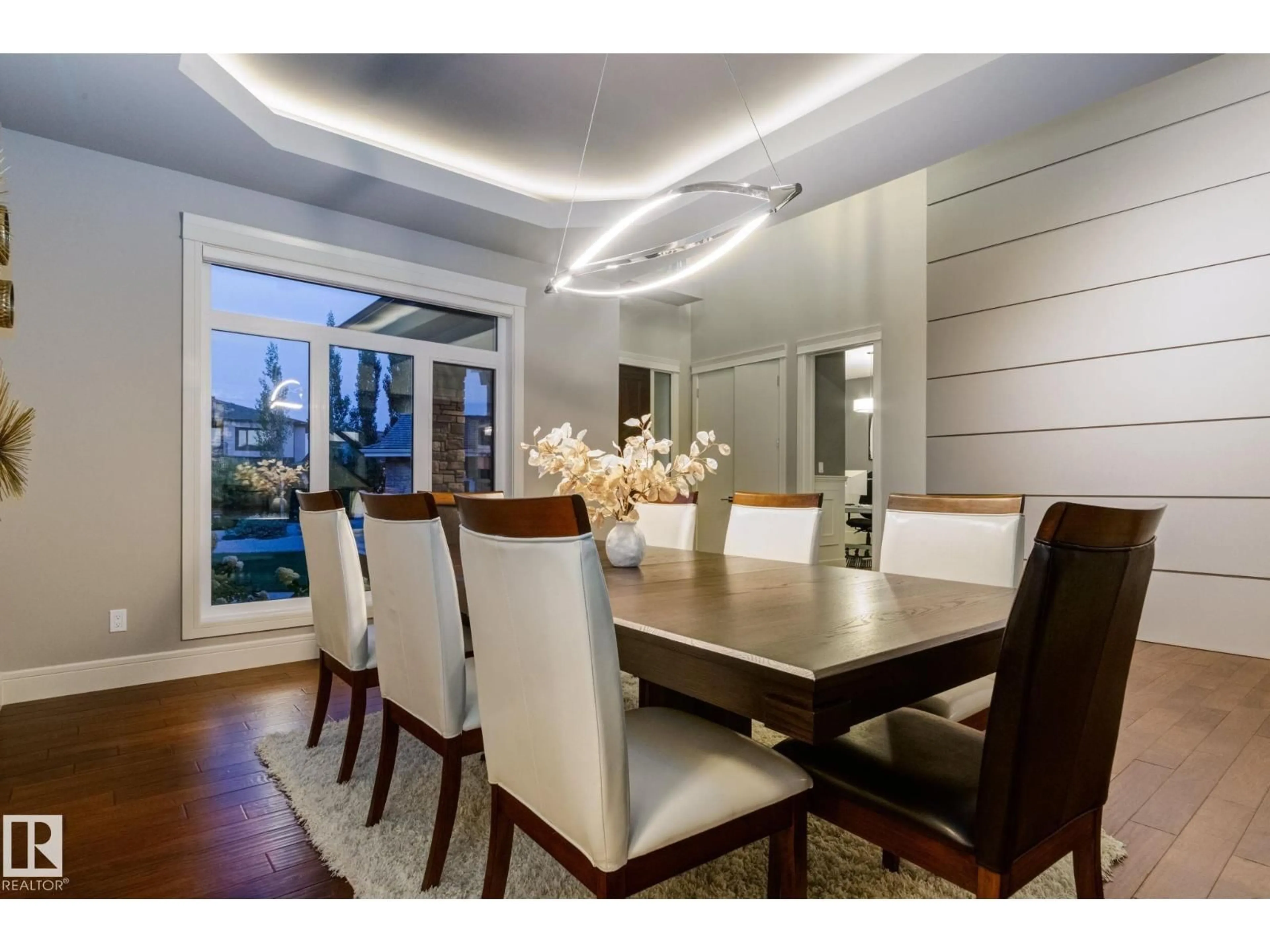 Dining room, wood/laminate floor for 4096 WHISPERING RIVER DR, Edmonton Alberta T6W2E2