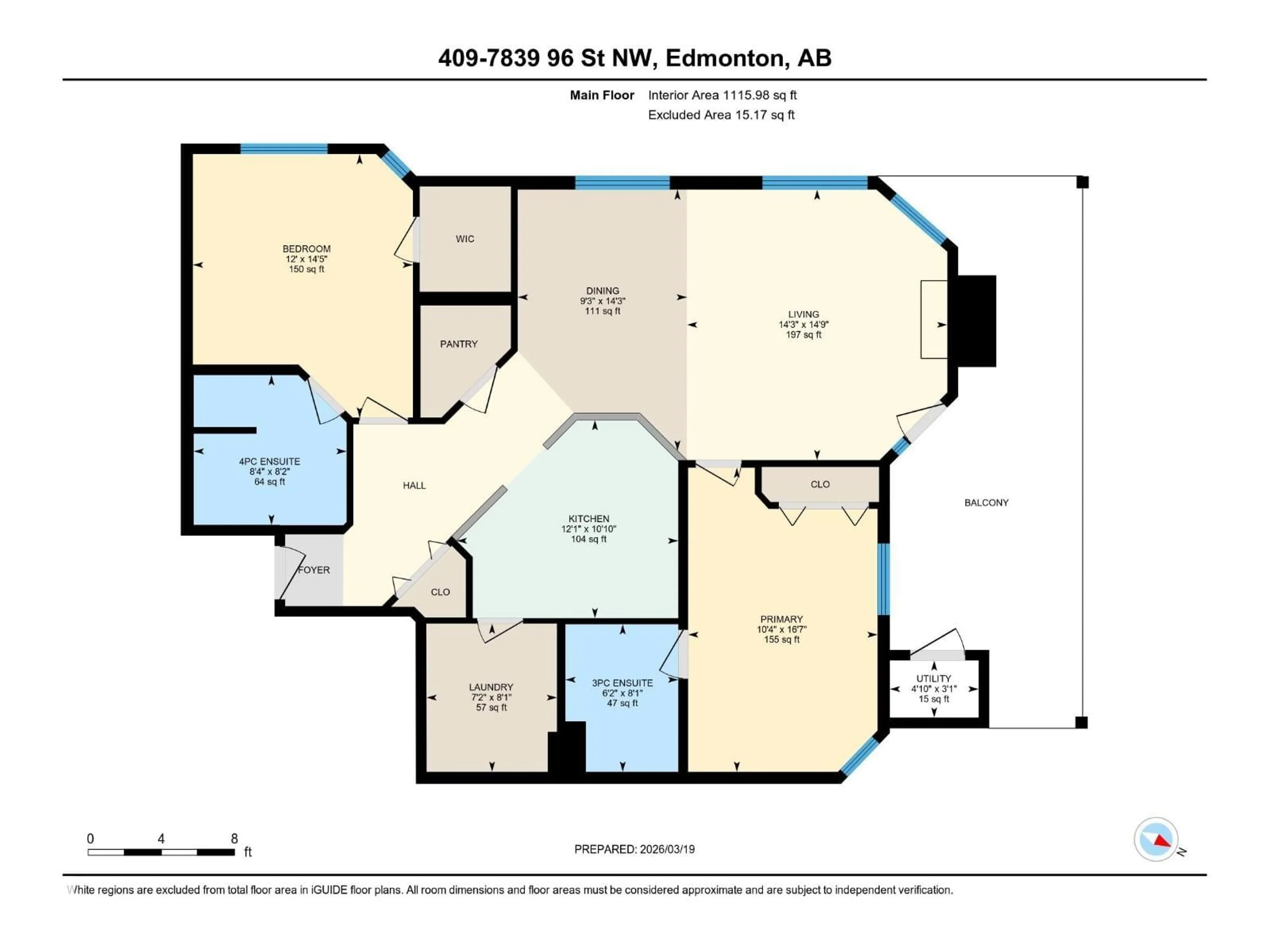 Floor plan for #409 - 7839 96 ST, Edmonton Alberta T6C4R4