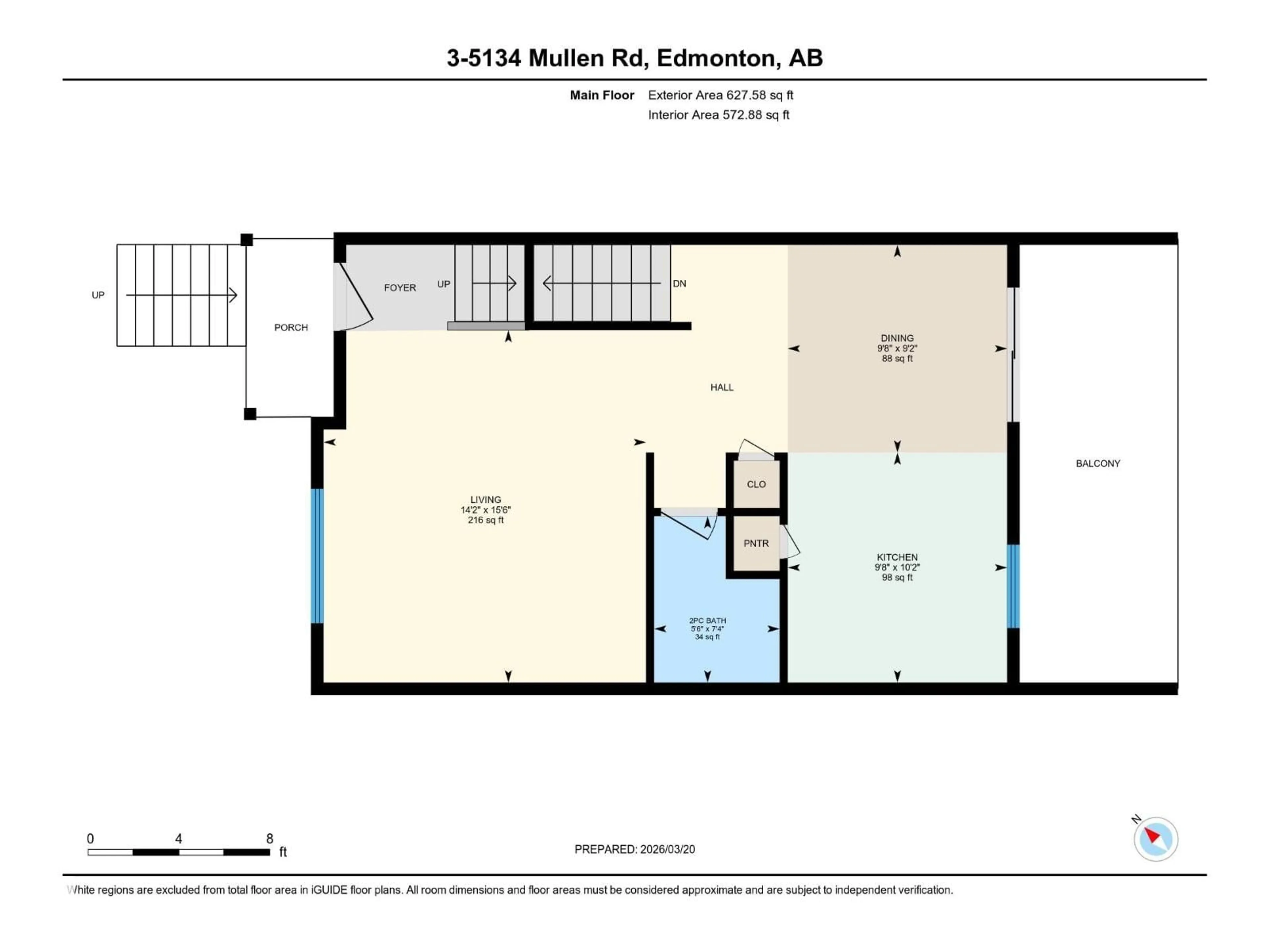 Floor plan for #3 - 5134 MULLEN RD, Edmonton Alberta T6R0S7