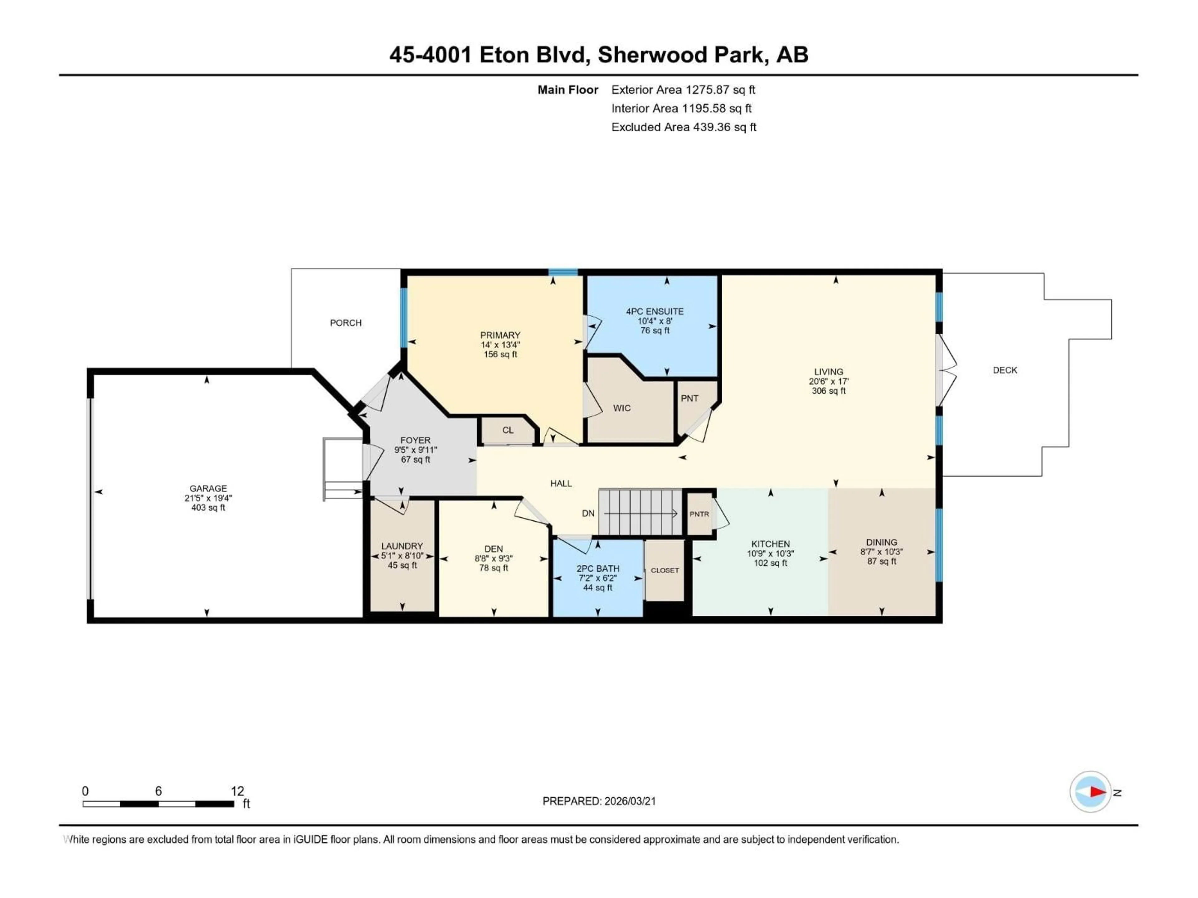 Floor plan for 45 - 4001 ETON BV, Sherwood Park Alberta T8H0N8