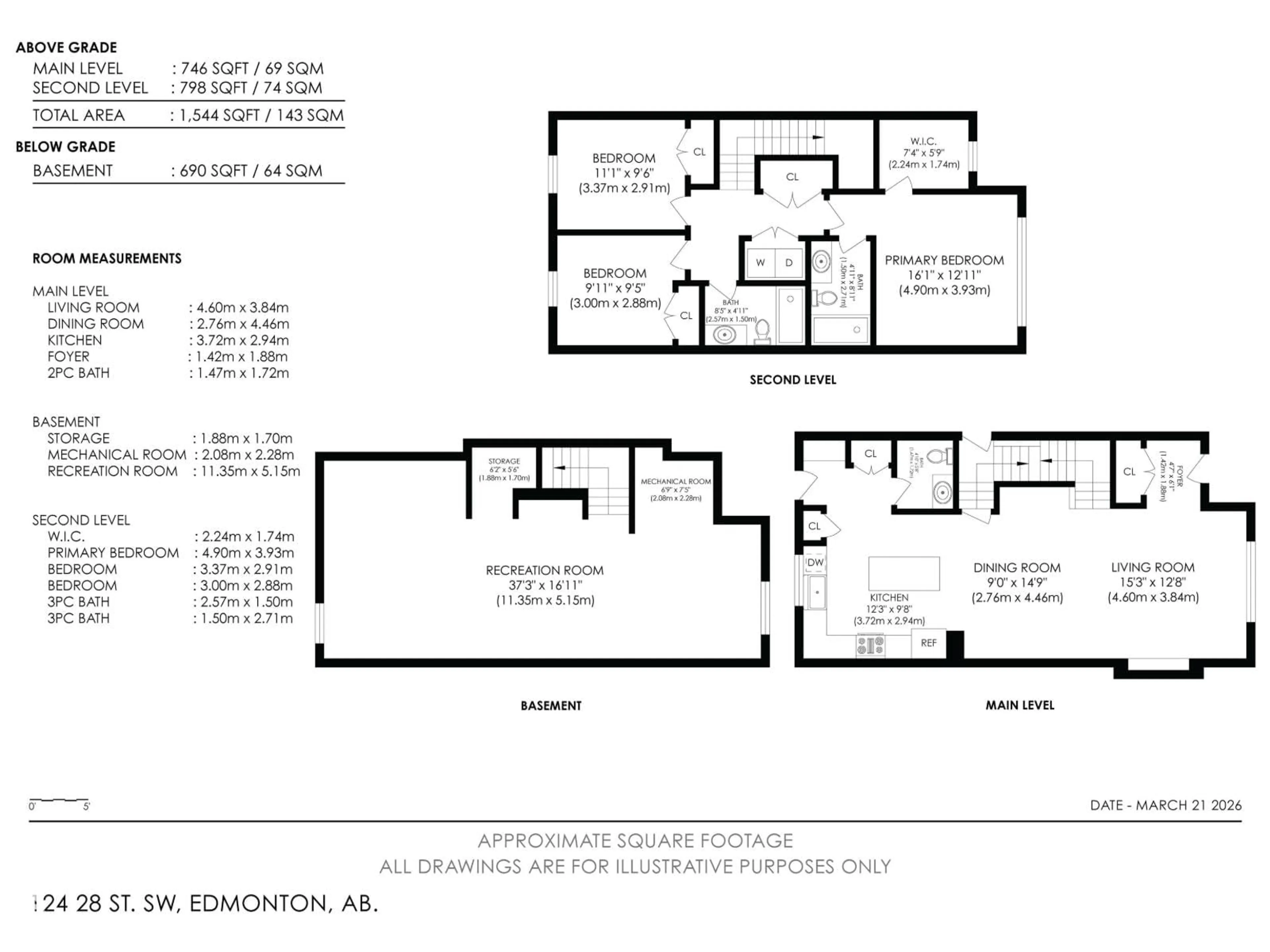 Floor plan for SW - 124 28 ST, Edmonton Alberta T6A3L2