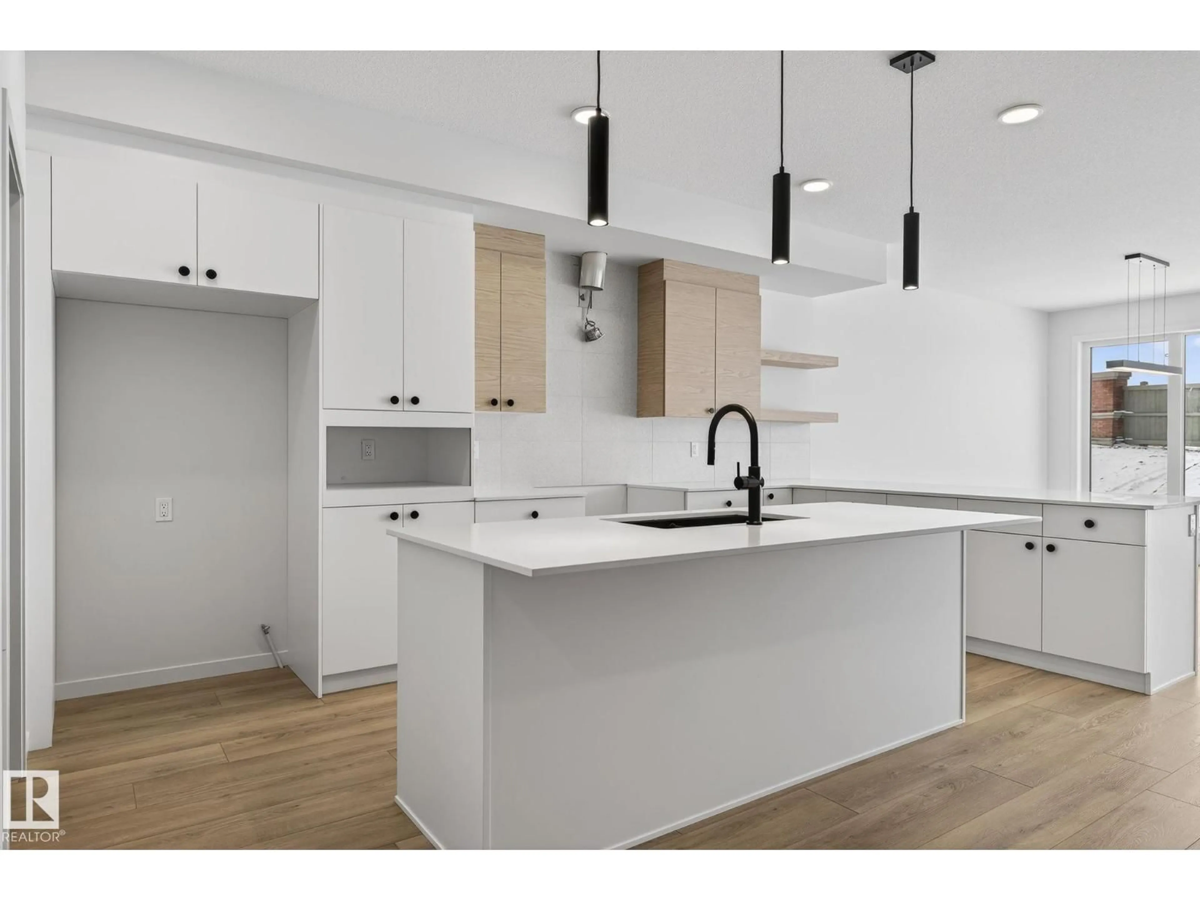 Open concept kitchen, wood/laminate floor for 8108 230 STREET, Edmonton Alberta T5T7Y1