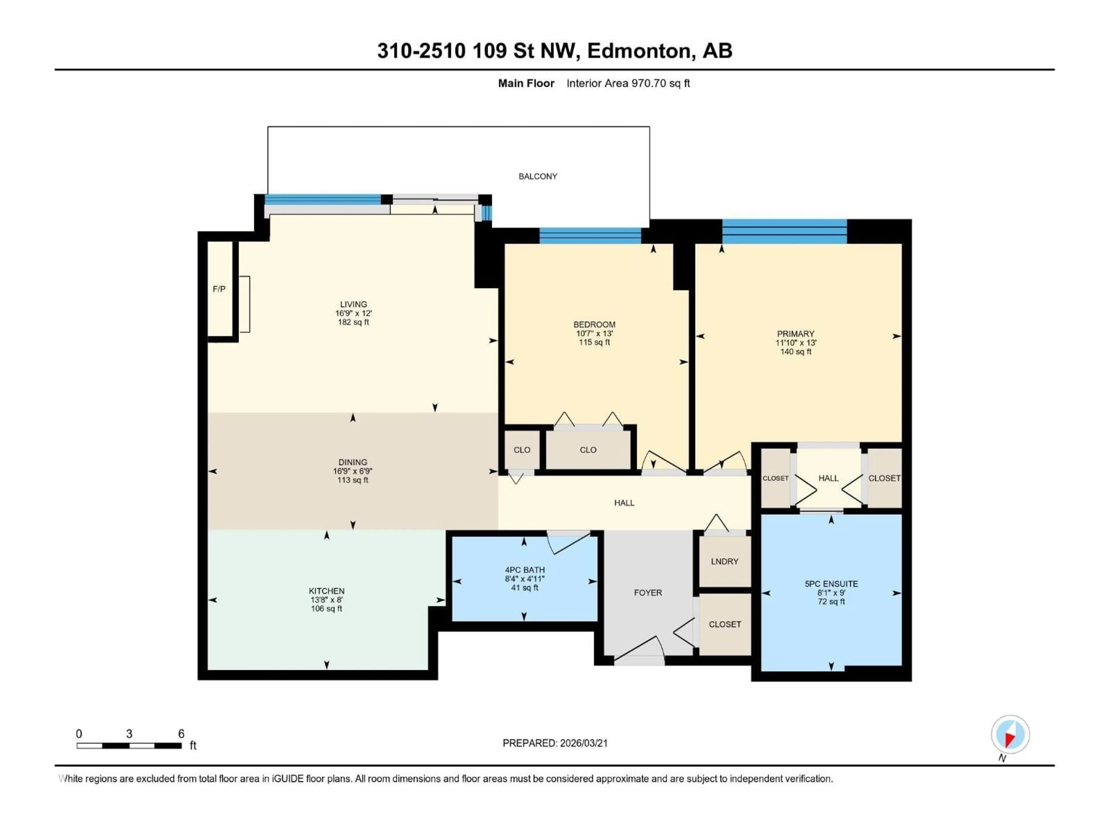 Floor plan for 310 - 2510 109 ST NW, Edmonton Alberta T6J2X1