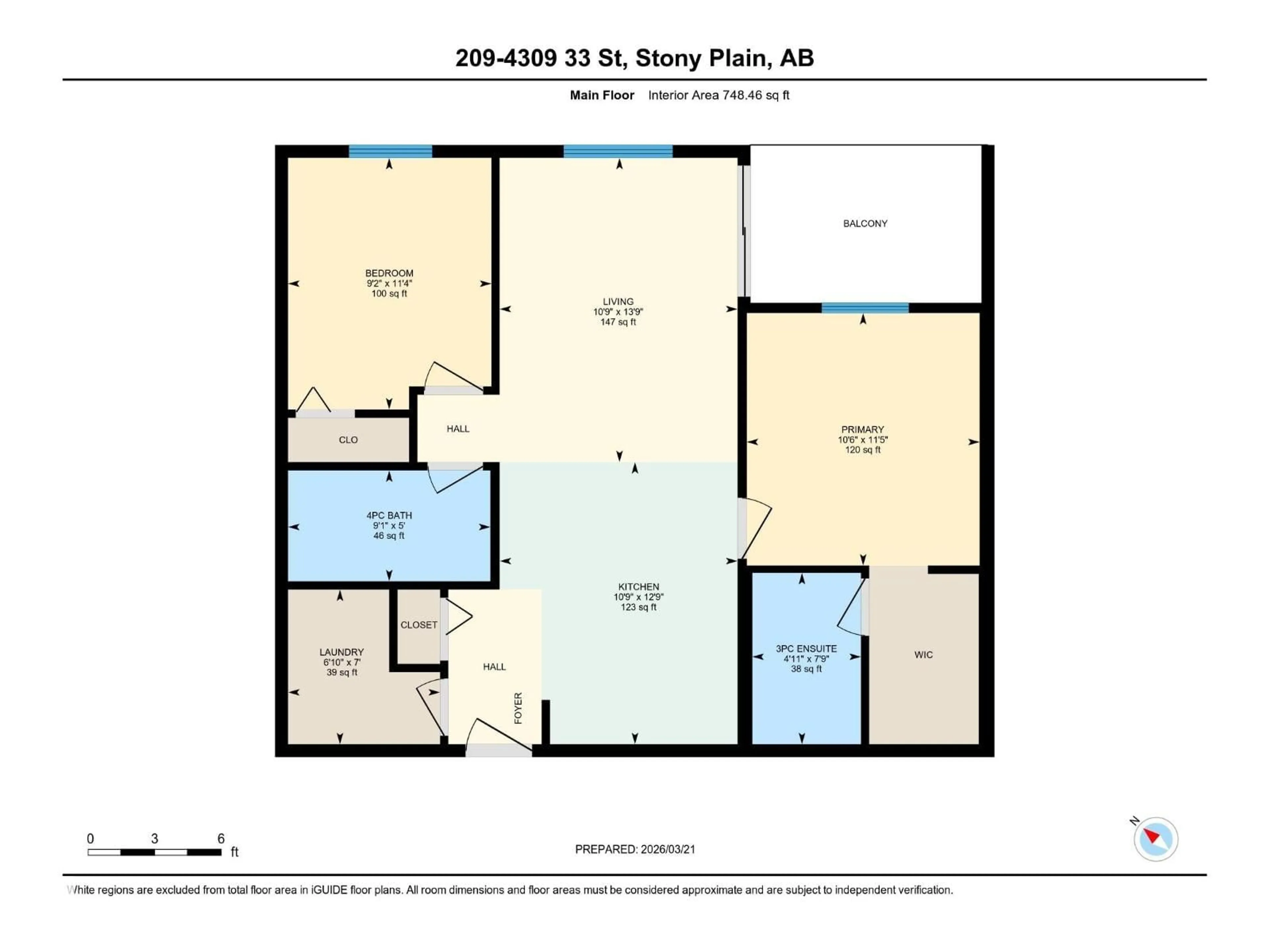 Floor plan for 209 - 4309 33 ST, Stony Plain Alberta T7Z0C4