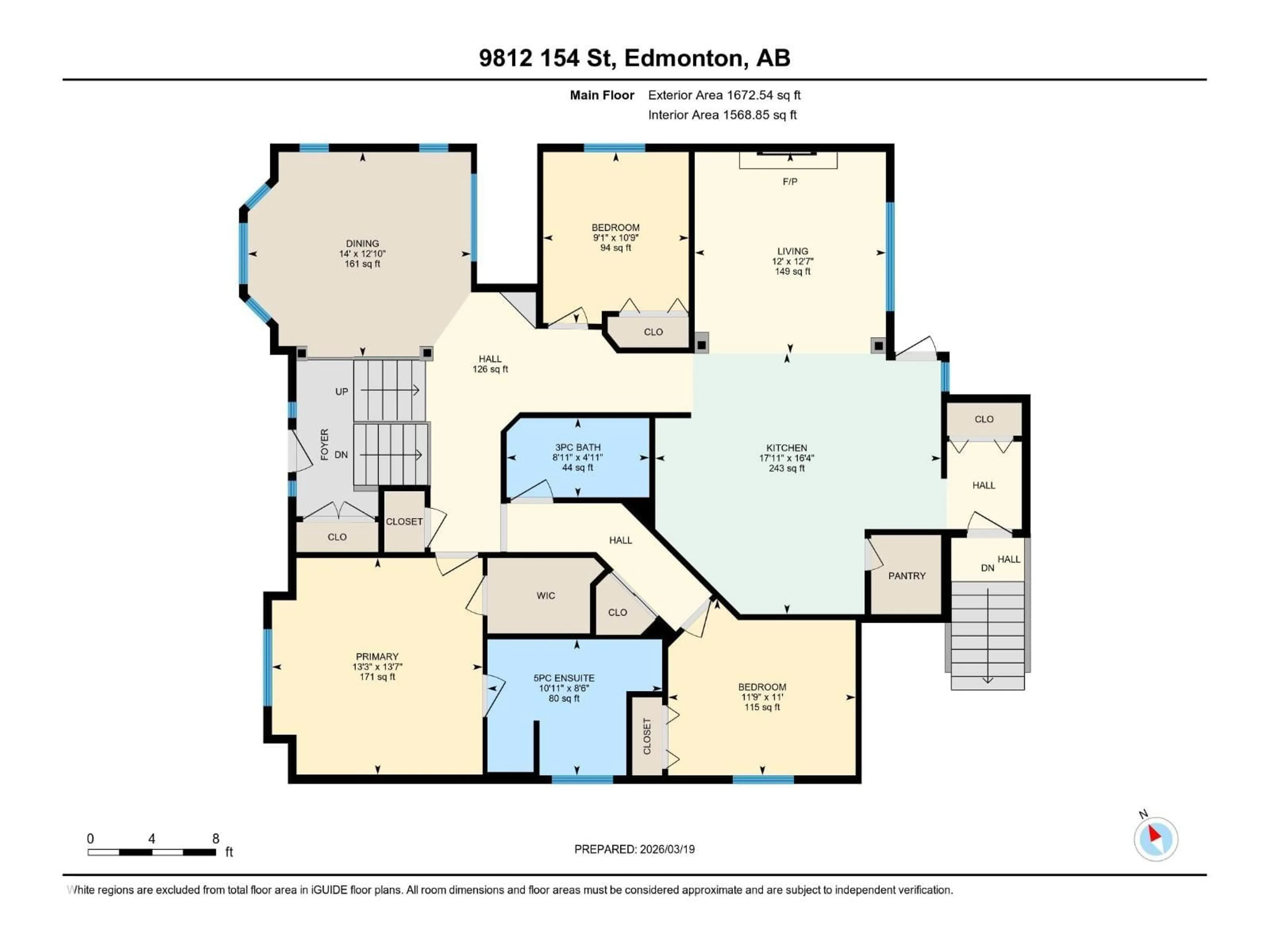 Floor plan for NW - 9812 154 ST, Edmonton Alberta T5P2G6