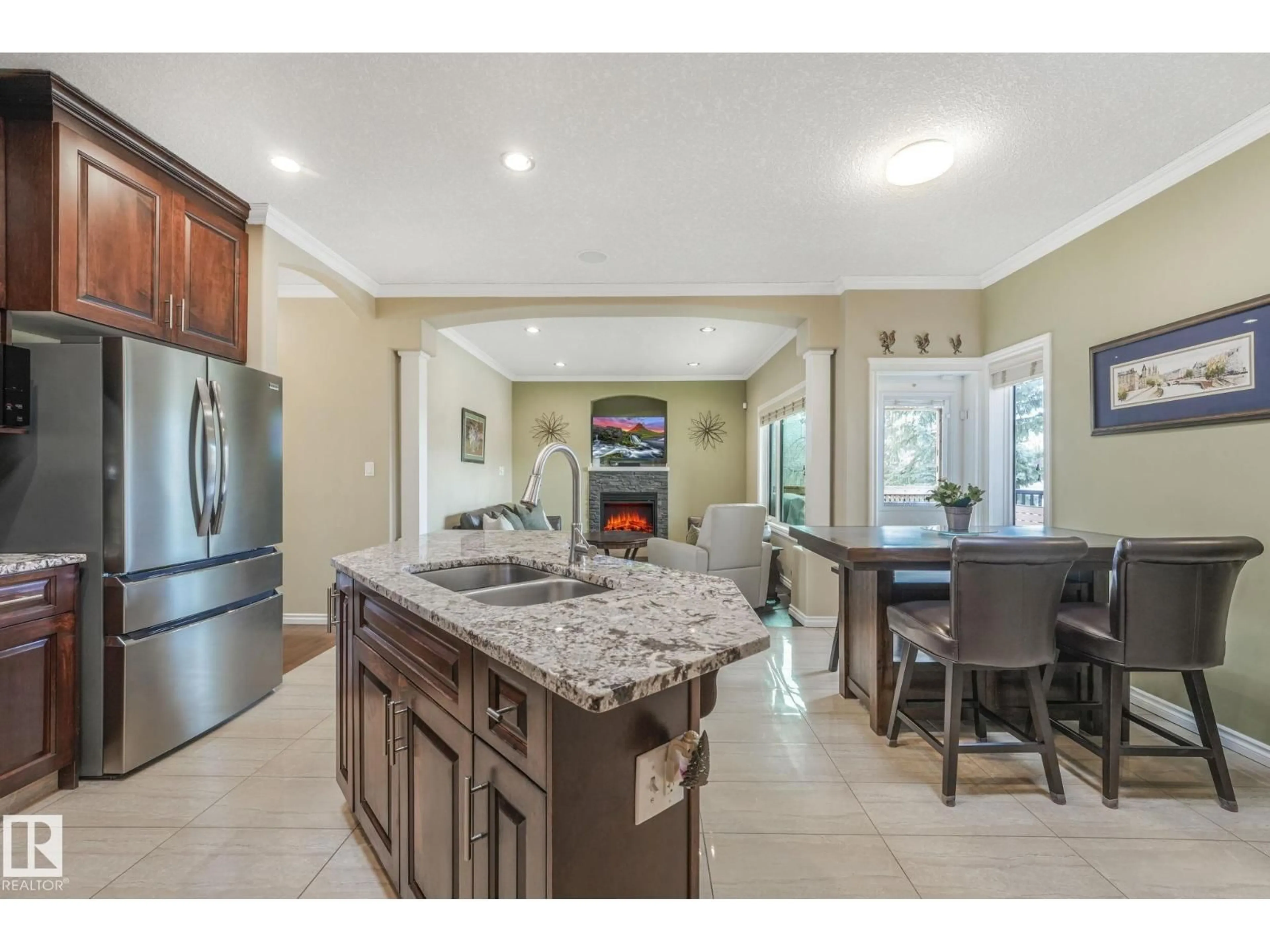 Open concept kitchen, ceramic/tile floor for NW - 9812 154 ST, Edmonton Alberta T5P2G6