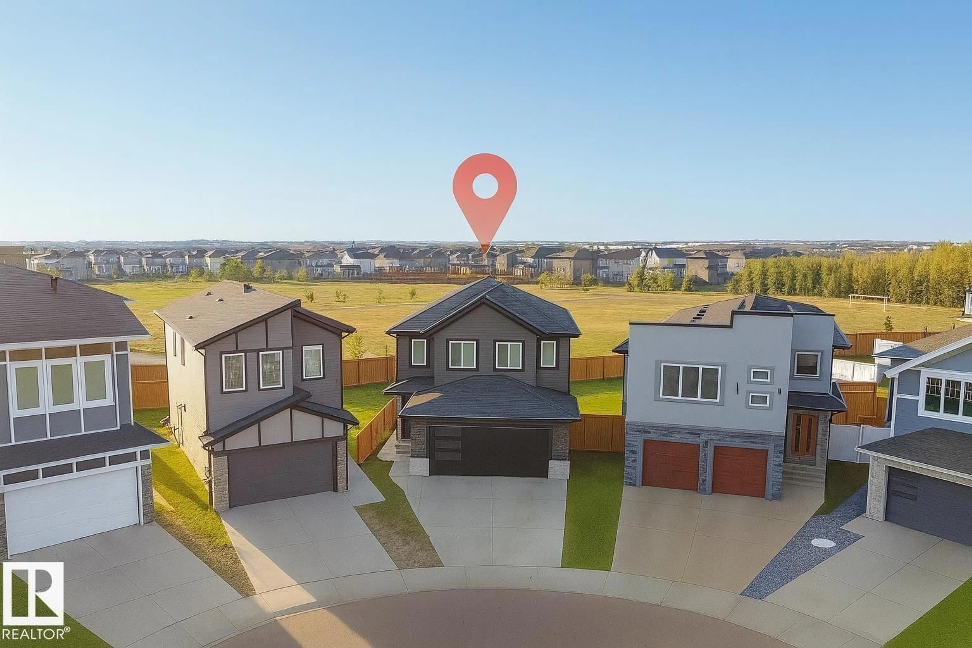 A pic from outside/outdoor area/front of a property/back of a property/a pic from drone, street for 6222 172A AV, Edmonton Alberta T5Y3V5