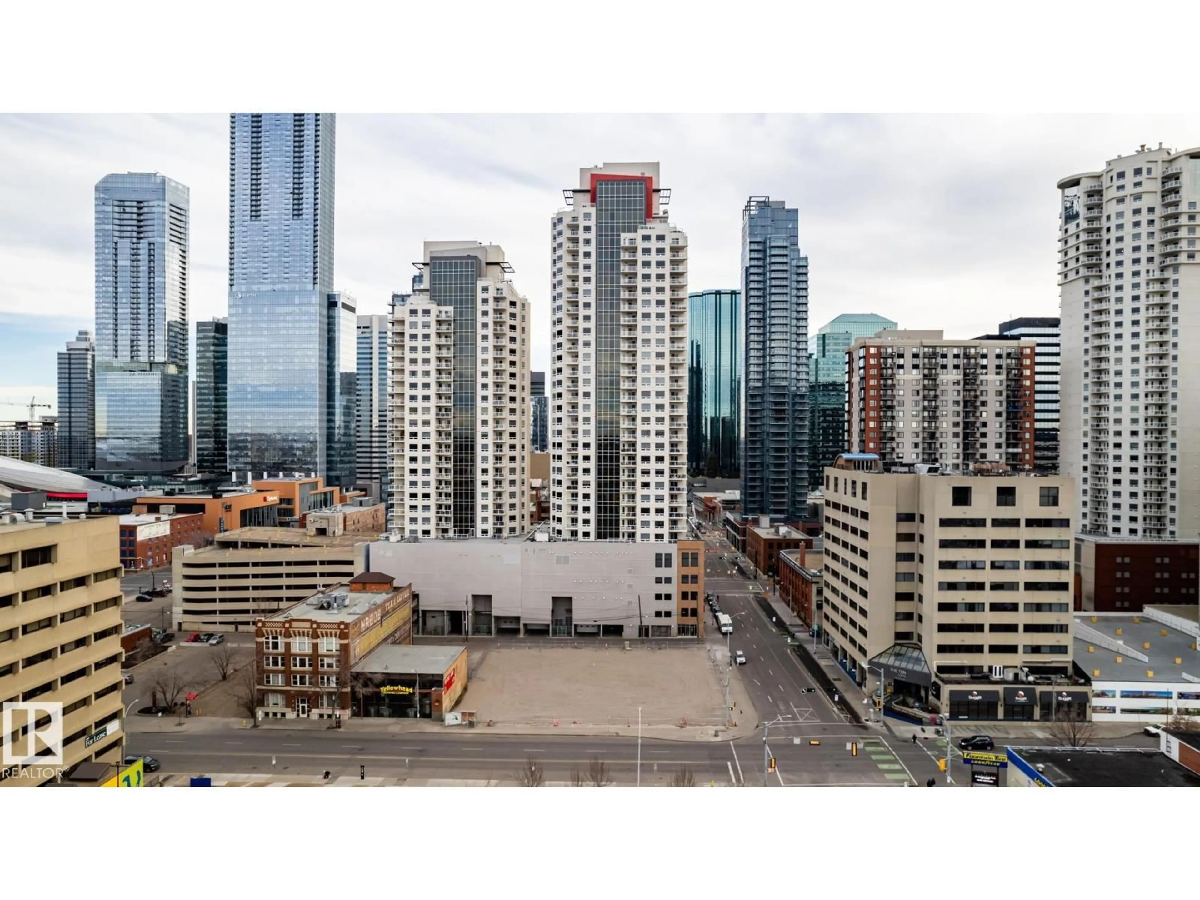 A pic from outside/outdoor area/front of a property/back of a property/a pic from drone, city buildings view from balcony for #706 - 10410 102 AV, Edmonton Alberta T5J0E9