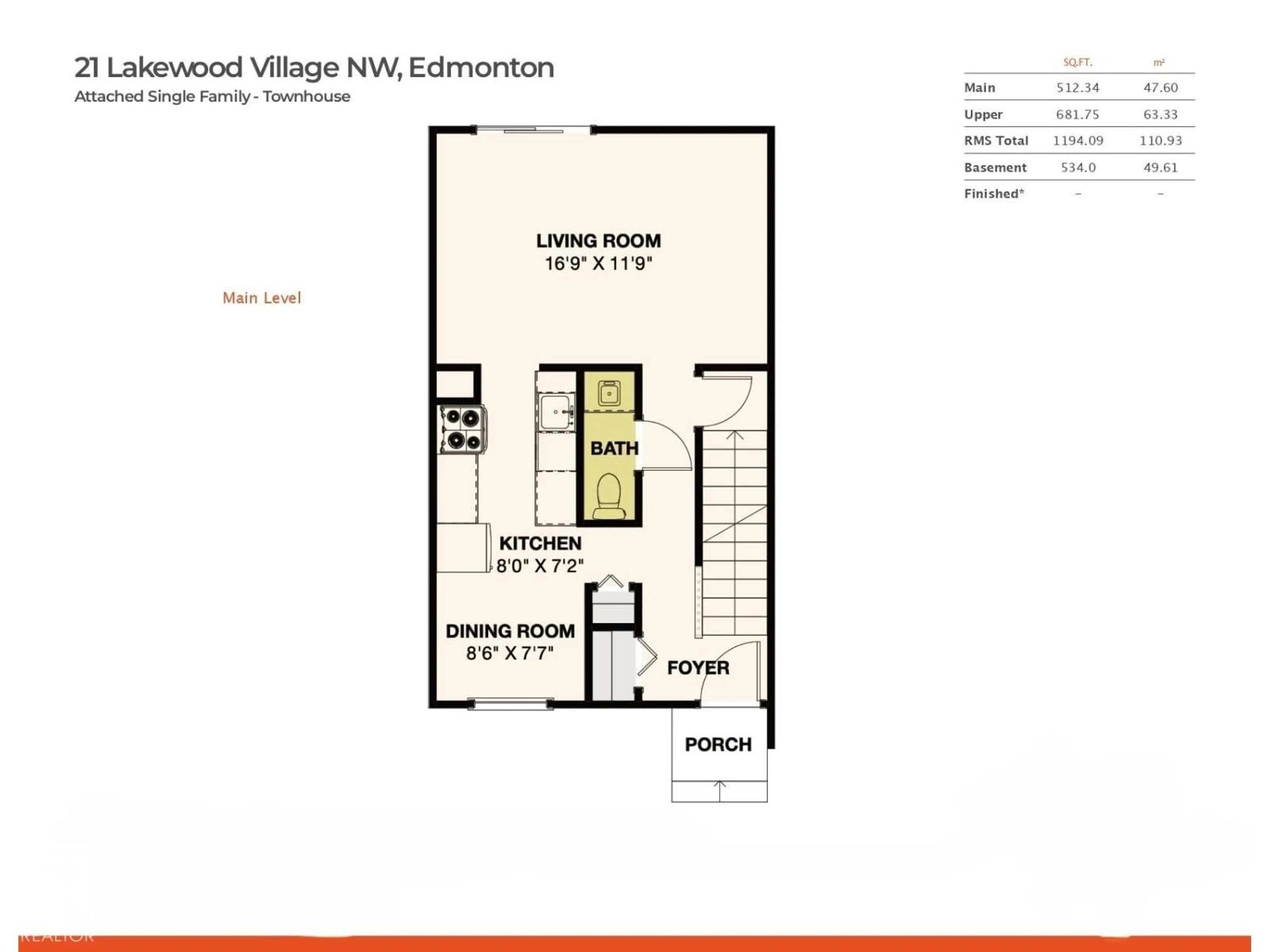 Floor plan for NW - 21 LAKEWOOD VG, Edmonton Alberta T6K2B3