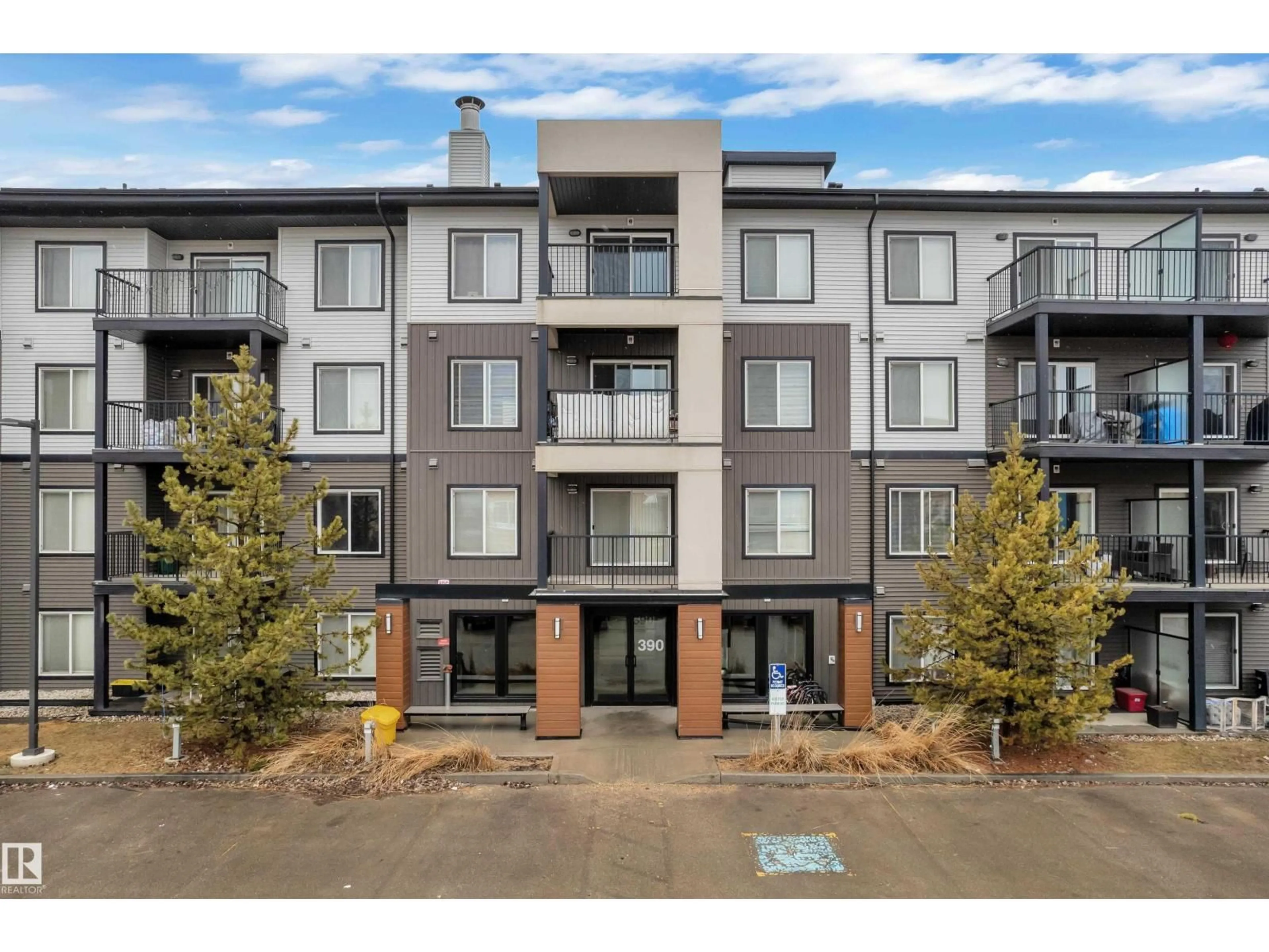 A pic from outside/outdoor area/front of a property/back of a property/a pic from drone, unknown for 390 - 128 WINDERMERE RD, Edmonton Alberta T6W0R1