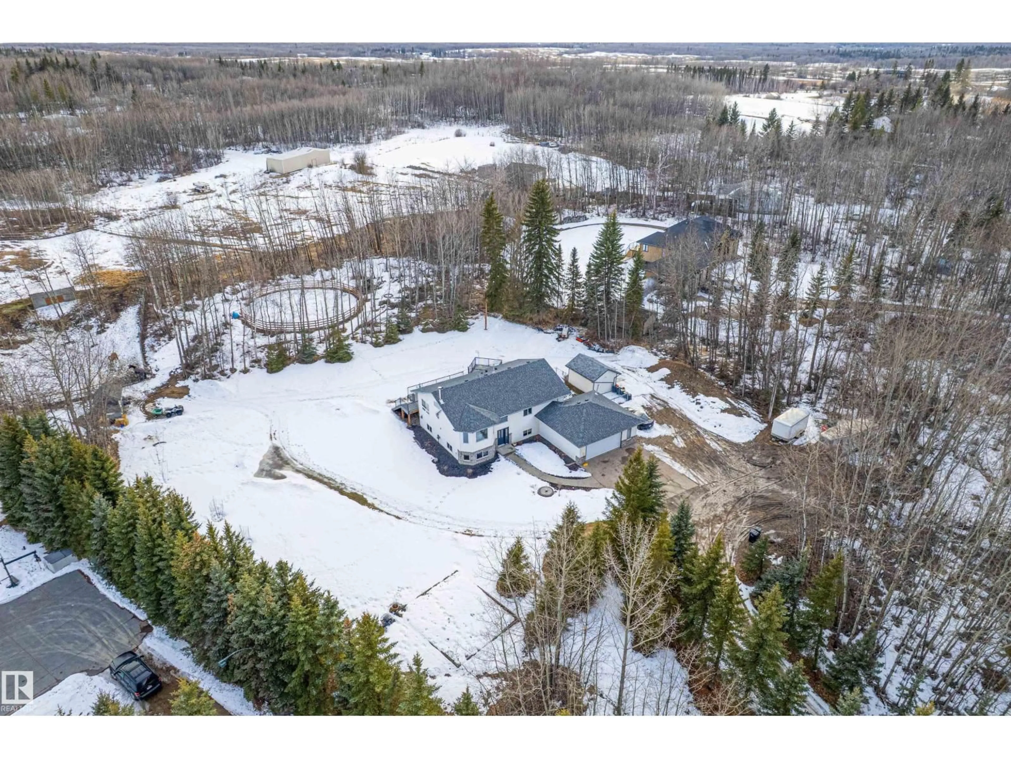A pic from outside/outdoor area/front of a property/back of a property/a pic from drone, unknown for 73 51069 RD, Rural Strathcona County Alberta T8E1G7