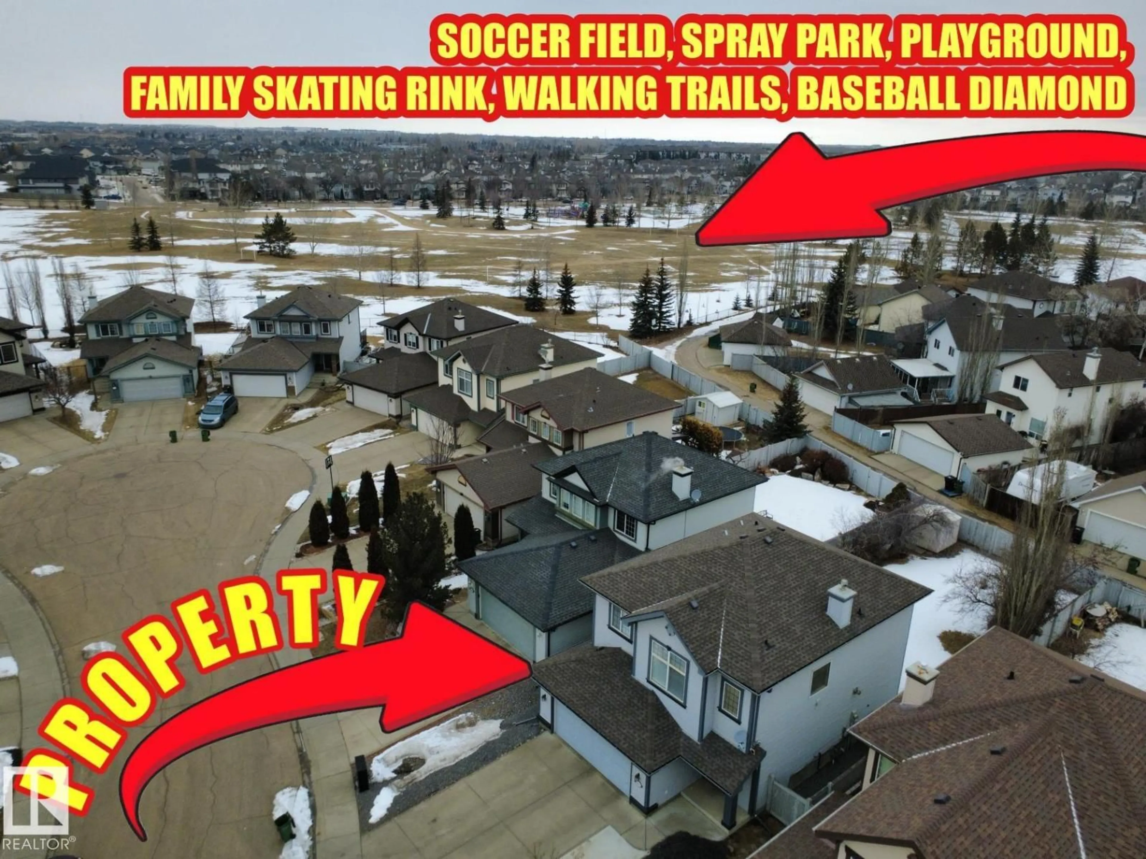 A pic from outside/outdoor area/front of a property/back of a property/a pic from drone, street for NW - 1105 GLASTONBURY CO, Edmonton Alberta T5T6M7