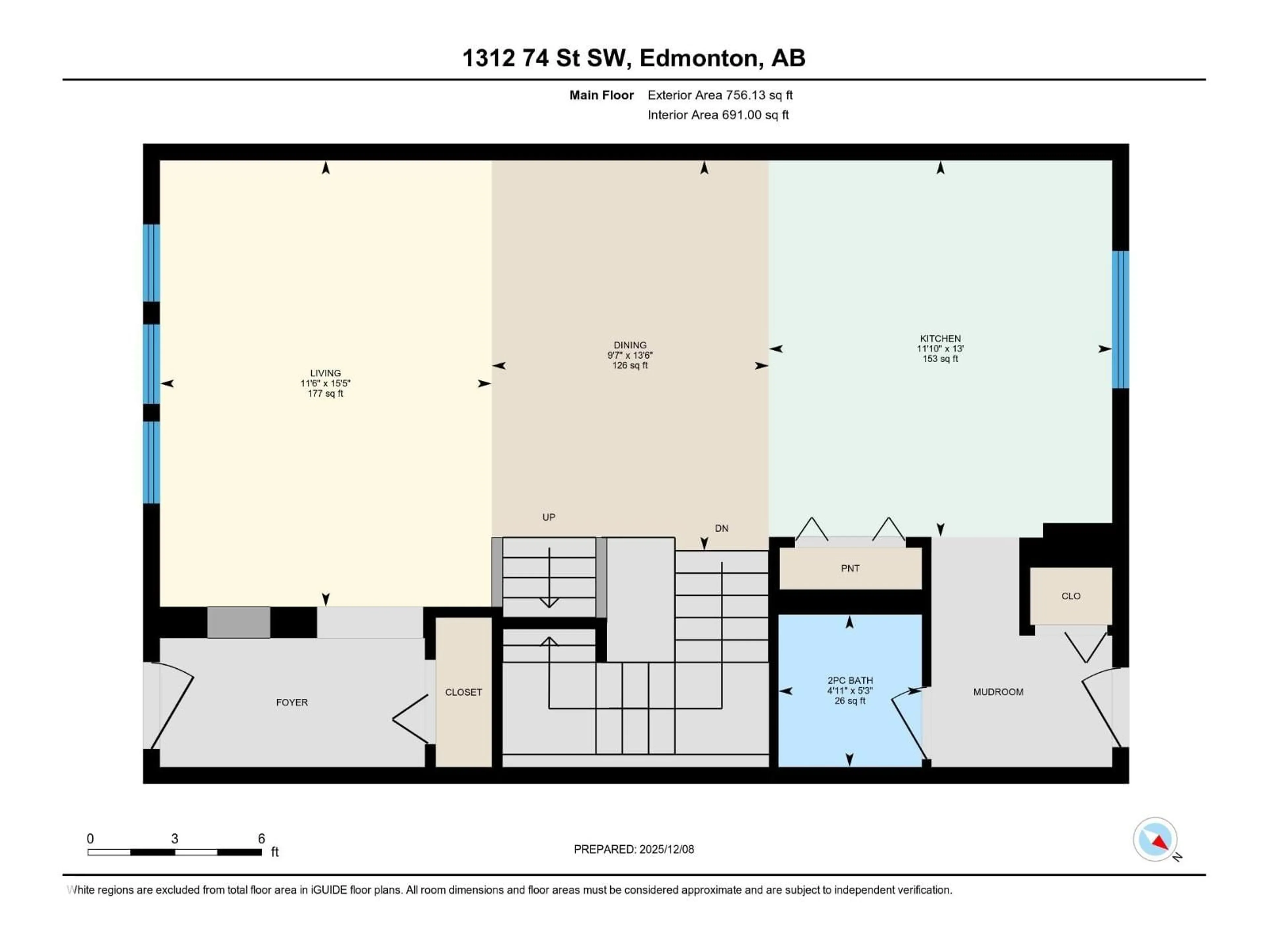 Floor plan for 1312 74 ST, Edmonton Alberta T6X0H1