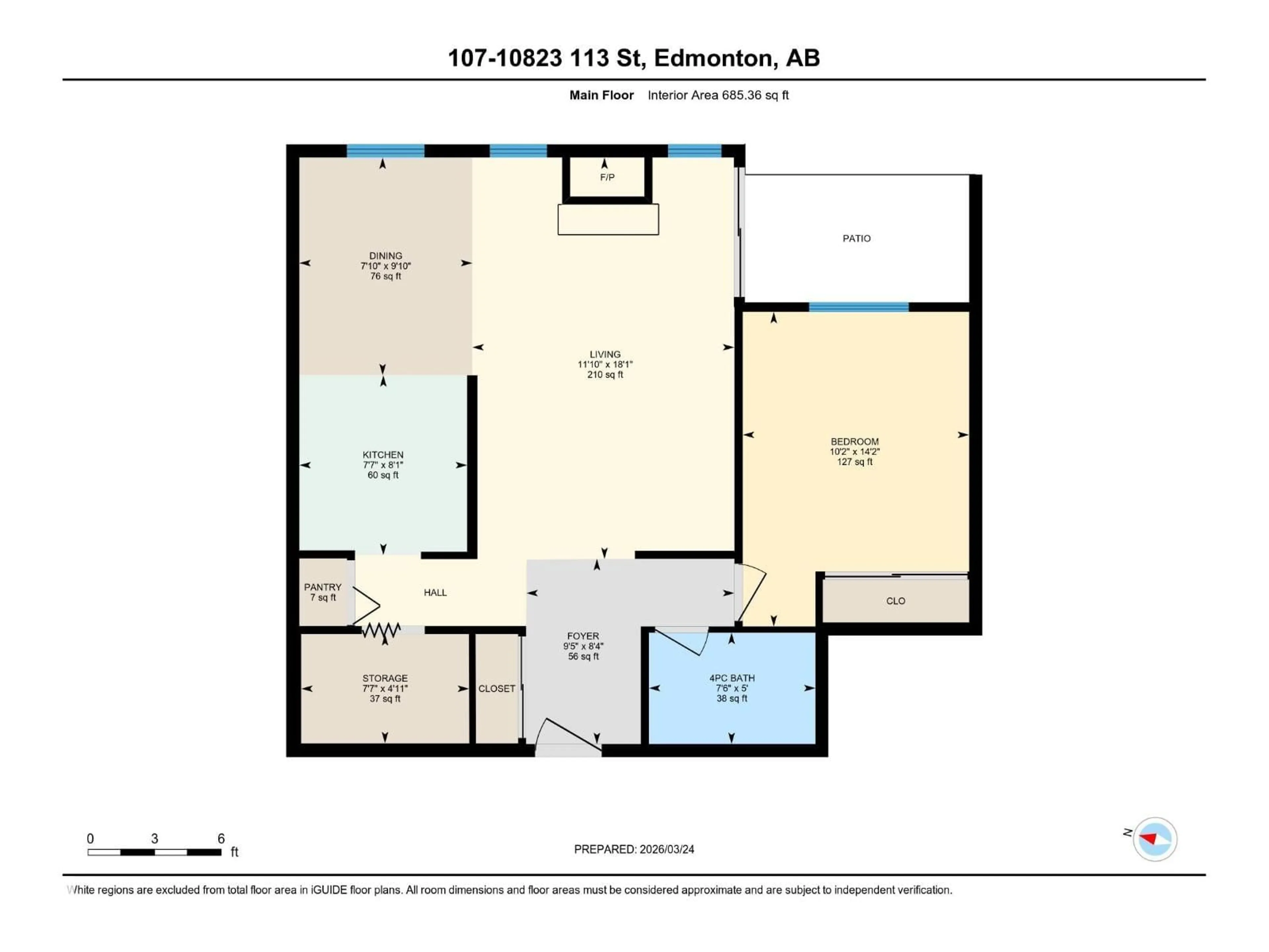 Floor plan for 107 - 10826 113 ST NW, Edmonton Alberta T5H3J2