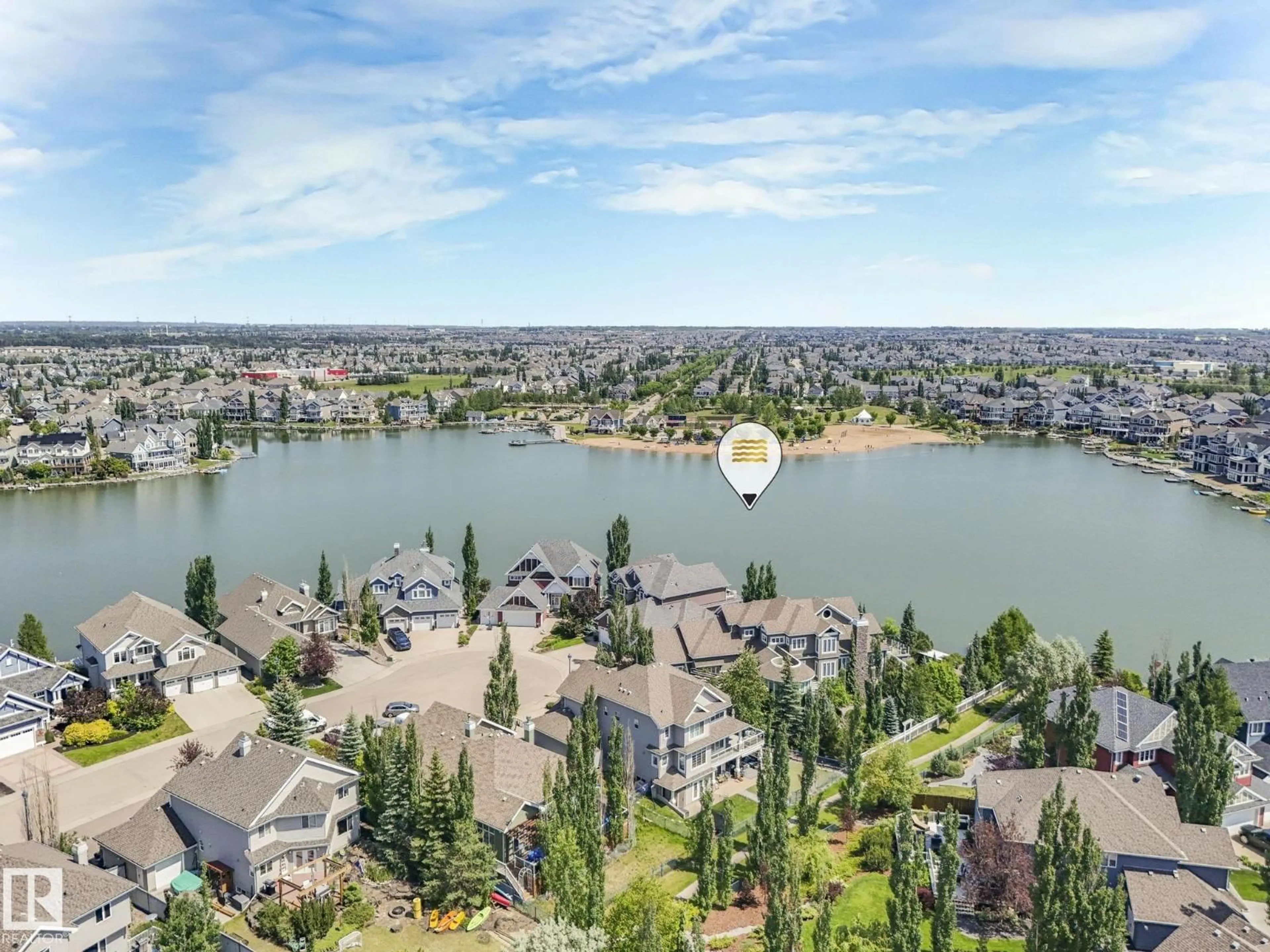 A pic from outside/outdoor area/front of a property/back of a property/a pic from drone, water/lake/river/ocean view for 8112 SUMMERSIDE GRANDE BV, Edmonton Alberta T6X0J2