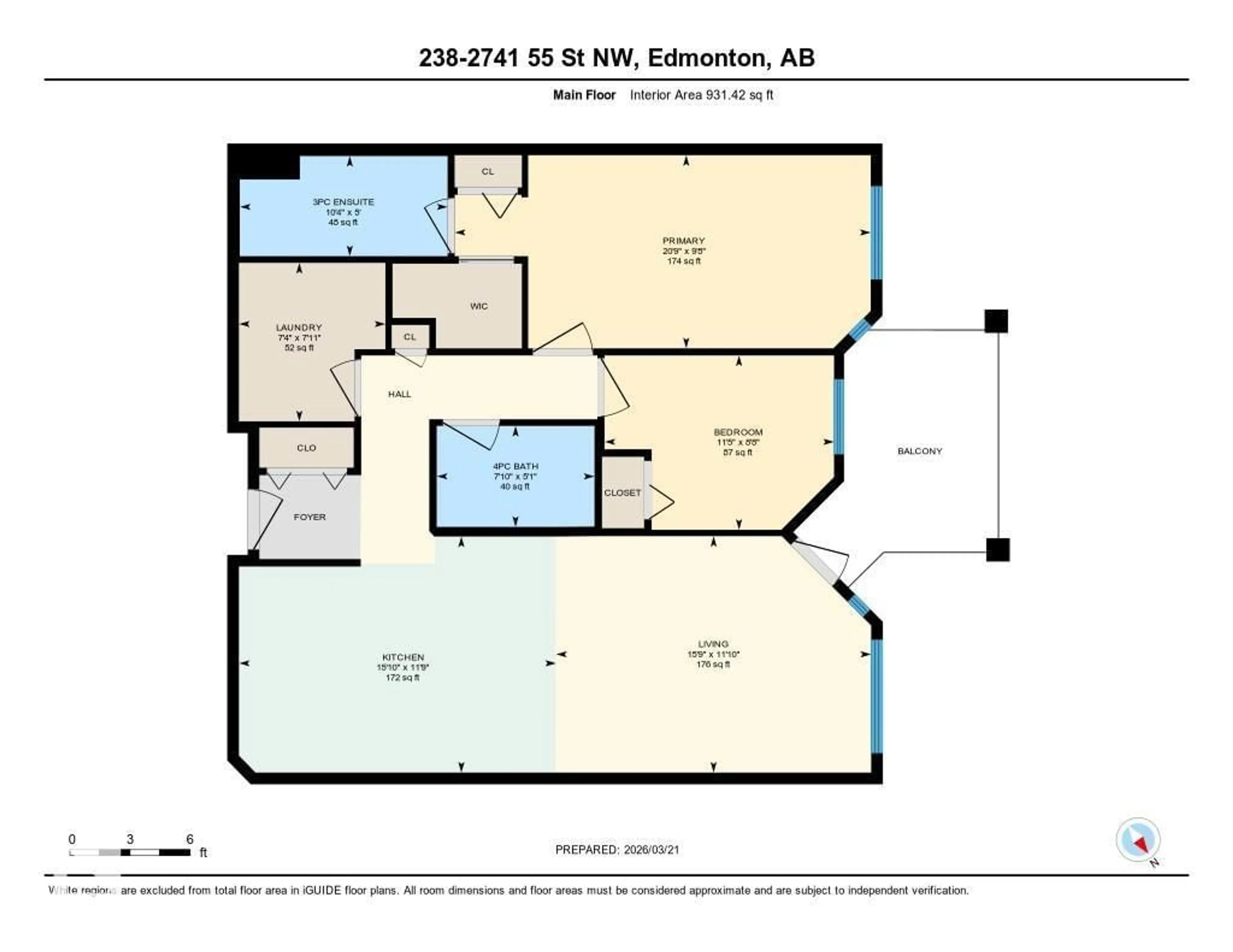 Floor plan for 238 - 2741 55 ST, Edmonton Alberta T6L7G7