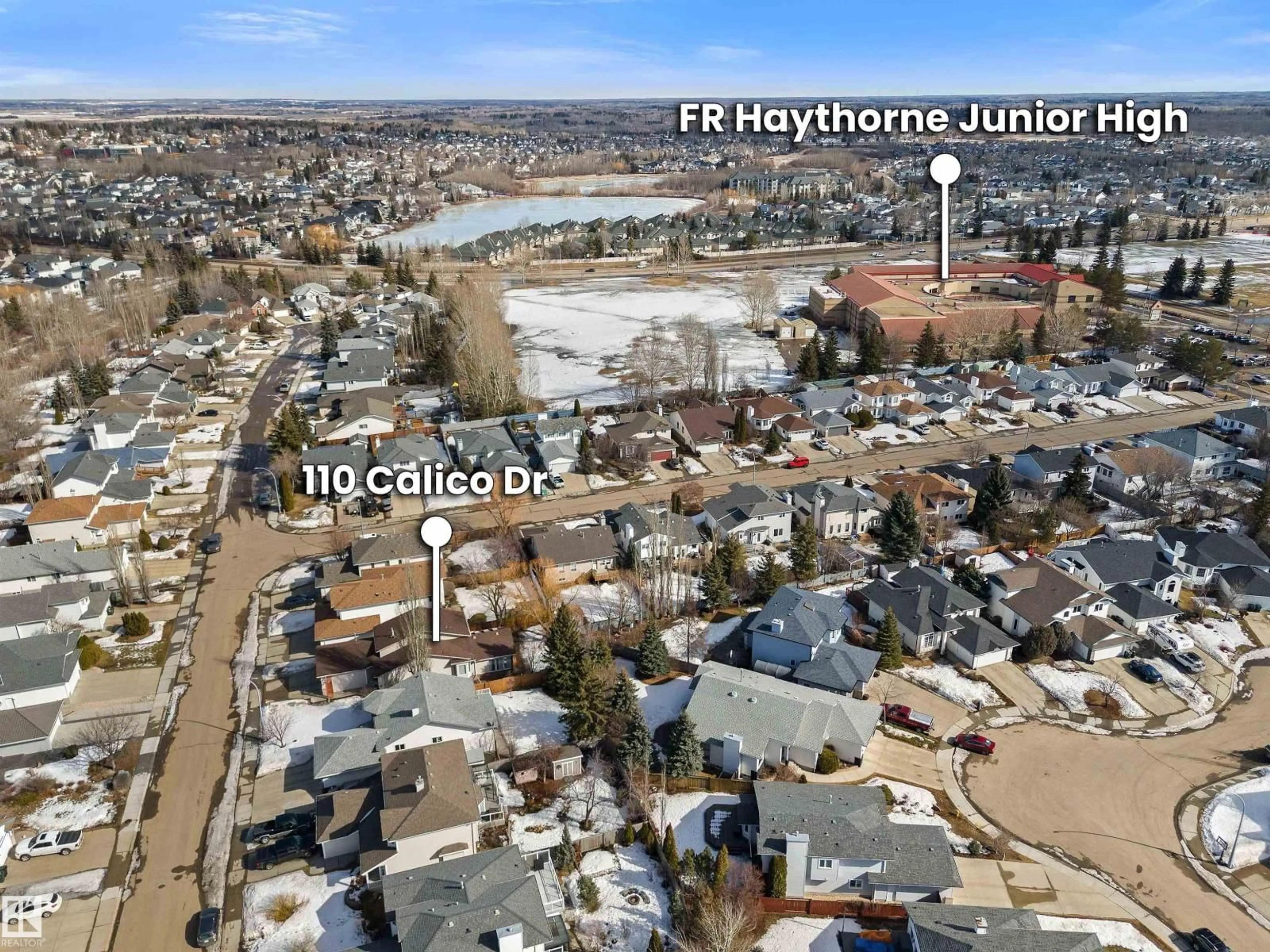 A pic from outside/outdoor area/front of a property/back of a property/a pic from drone, street for 110 CALICO DR, Sherwood Park Alberta T8R5P8