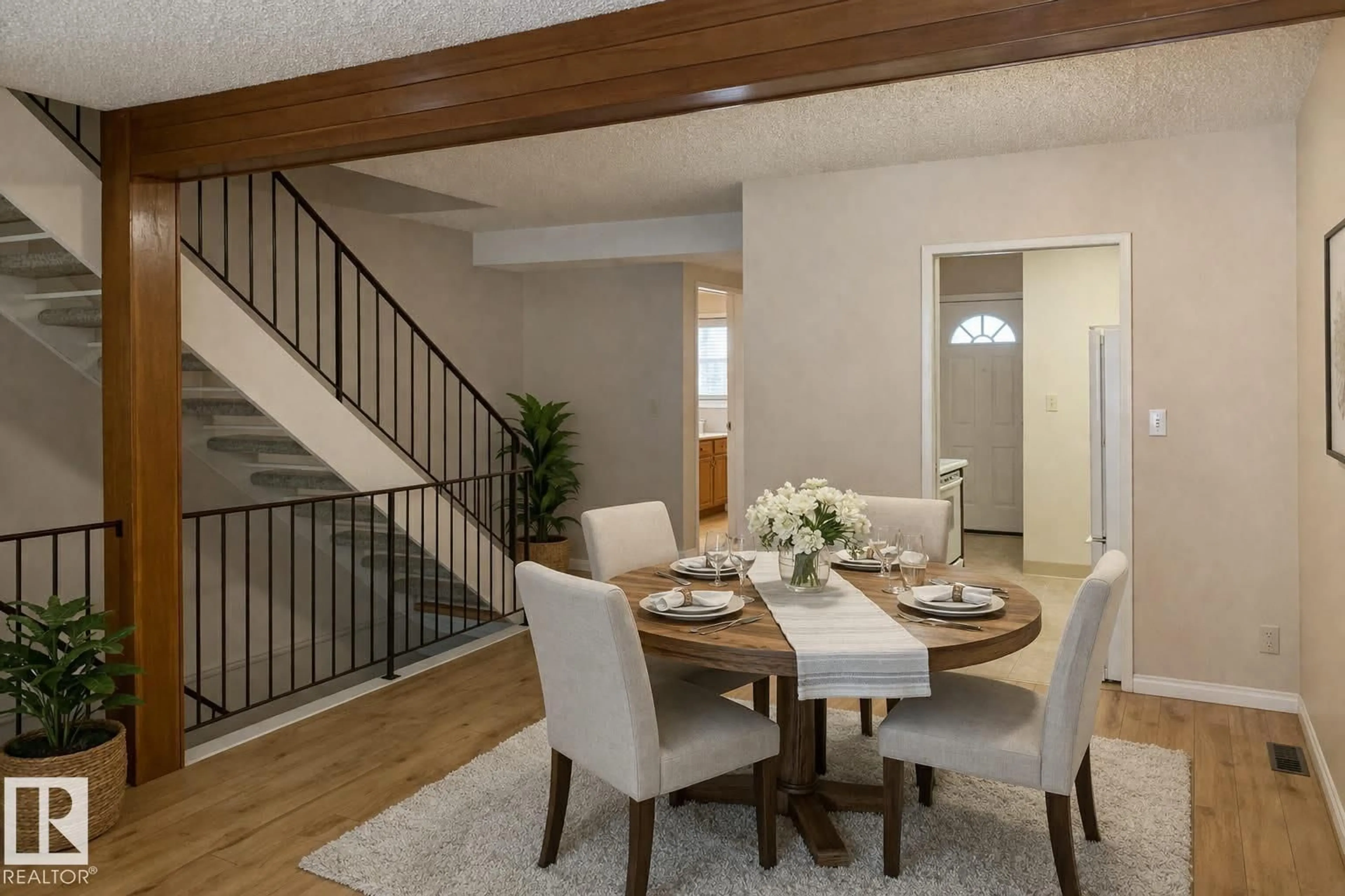 Dining room, wood/laminate floor for 10405 24 AV, Edmonton Alberta T6J4S2