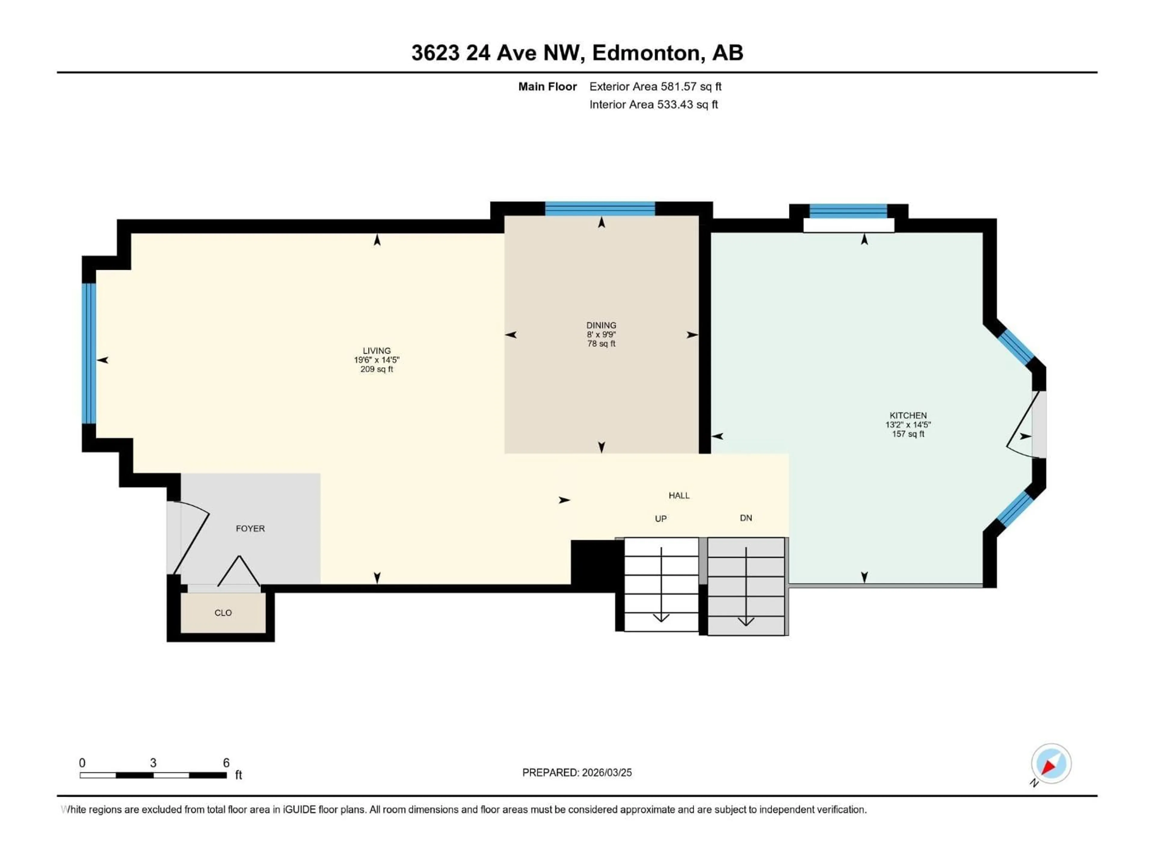 Floor plan for 3623 24 AV, Edmonton Alberta T6L4V5