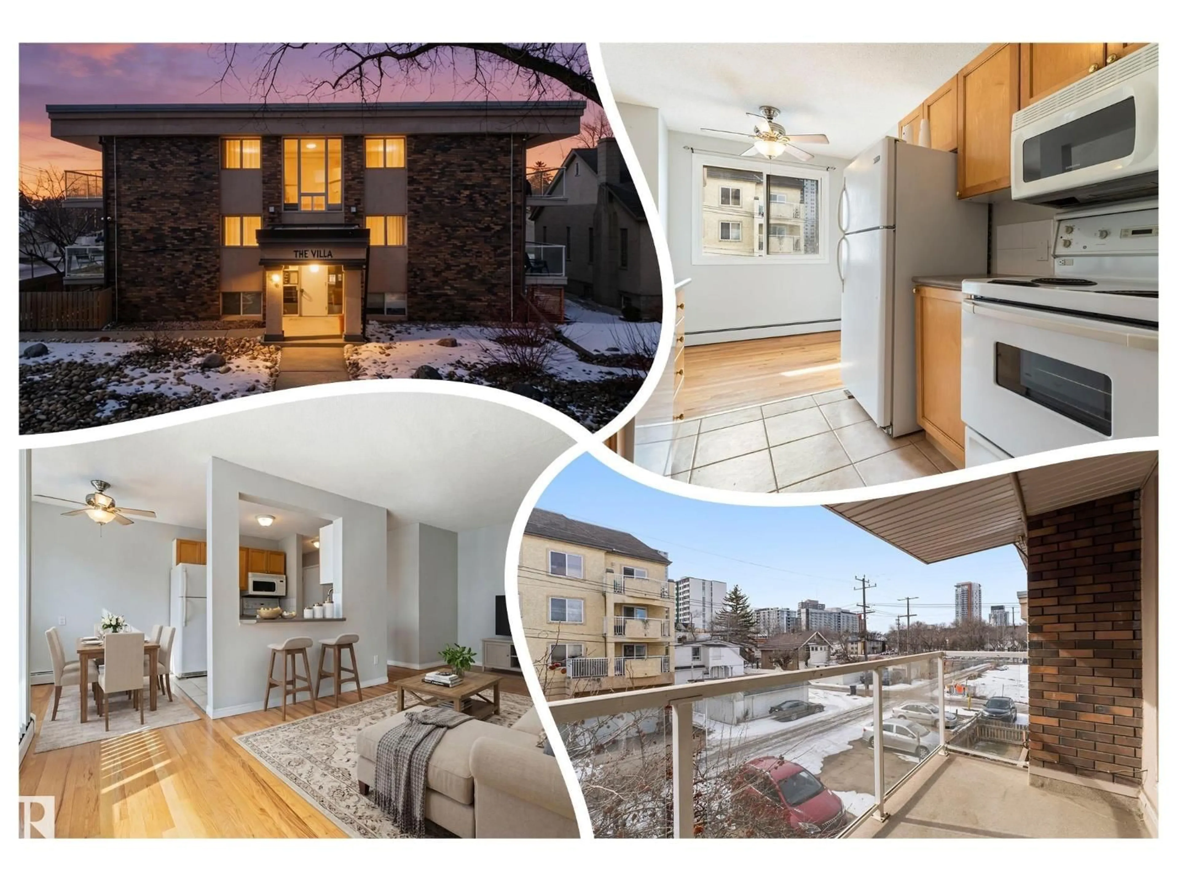 A pic from outside/outdoor area/front of a property/back of a property/a pic from drone, street for 308 - 10230 120 ST NW, Edmonton Alberta T5K2A3