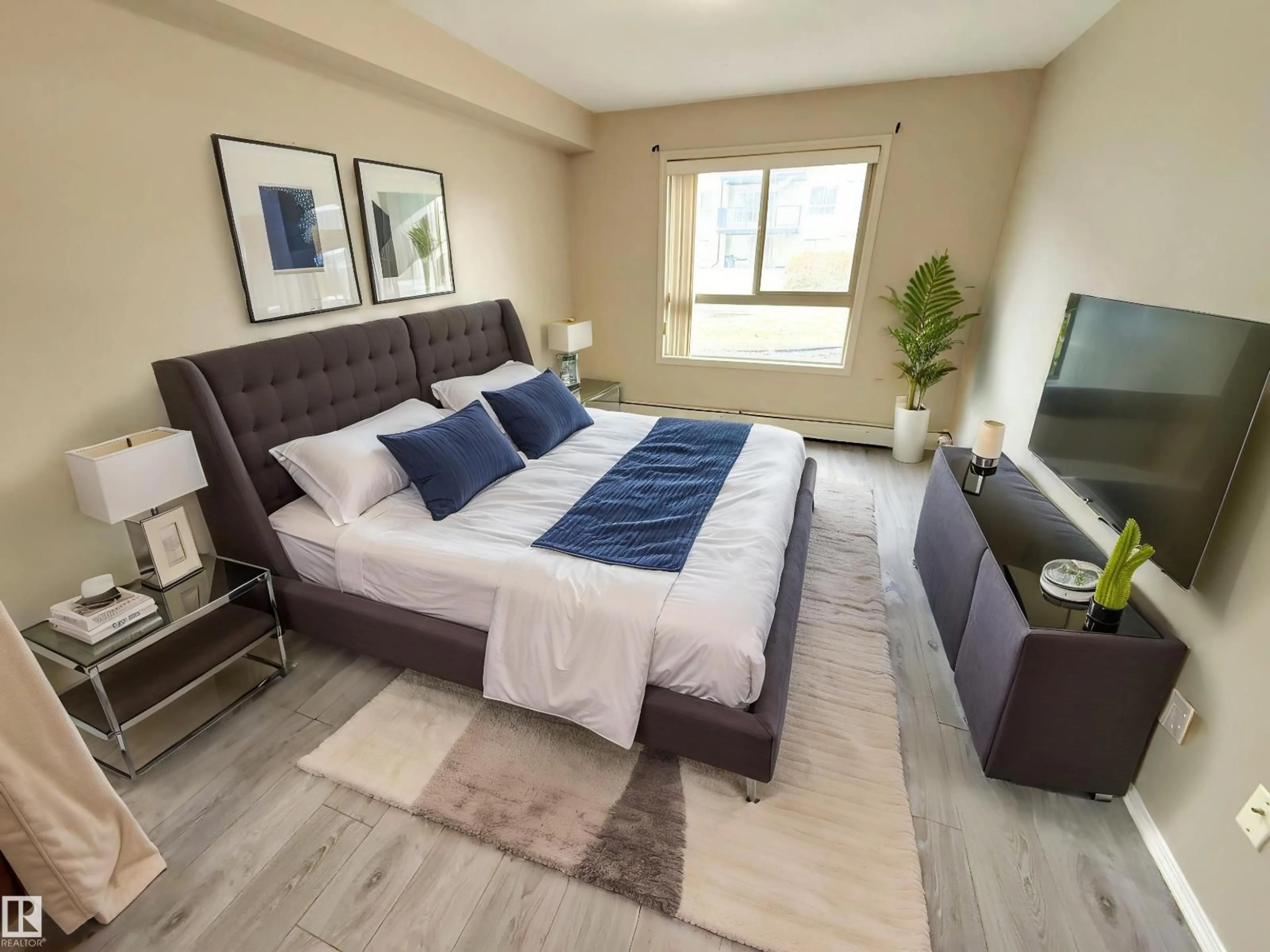 Bedroom with bed, unknown for #104 - 17003 67 AV, Edmonton Alberta T5T6Y5