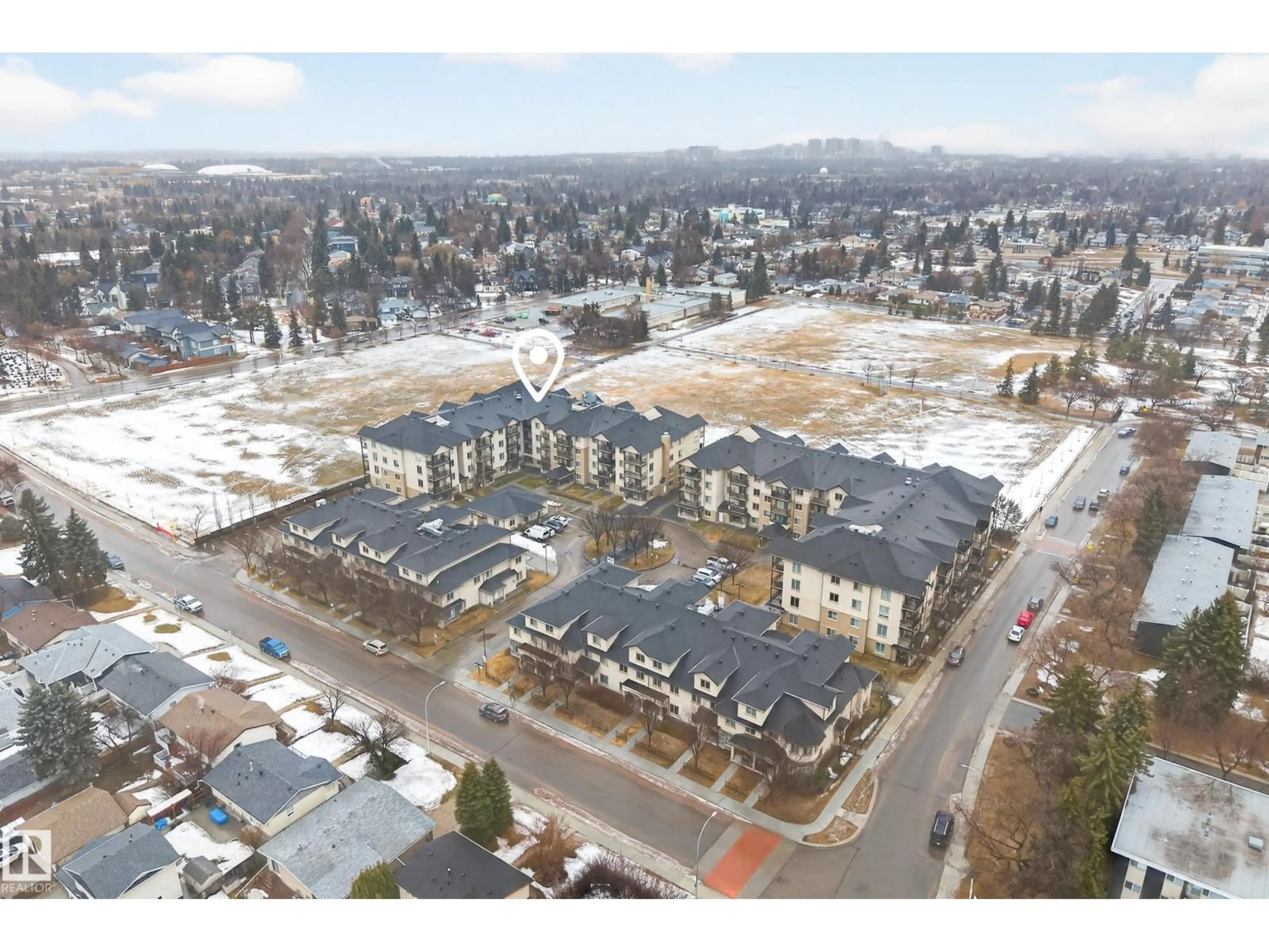 A pic from outside/outdoor area/front of a property/back of a property/a pic from drone, unknown for 408 - 10530 56 AV, Edmonton Alberta T6H0X7