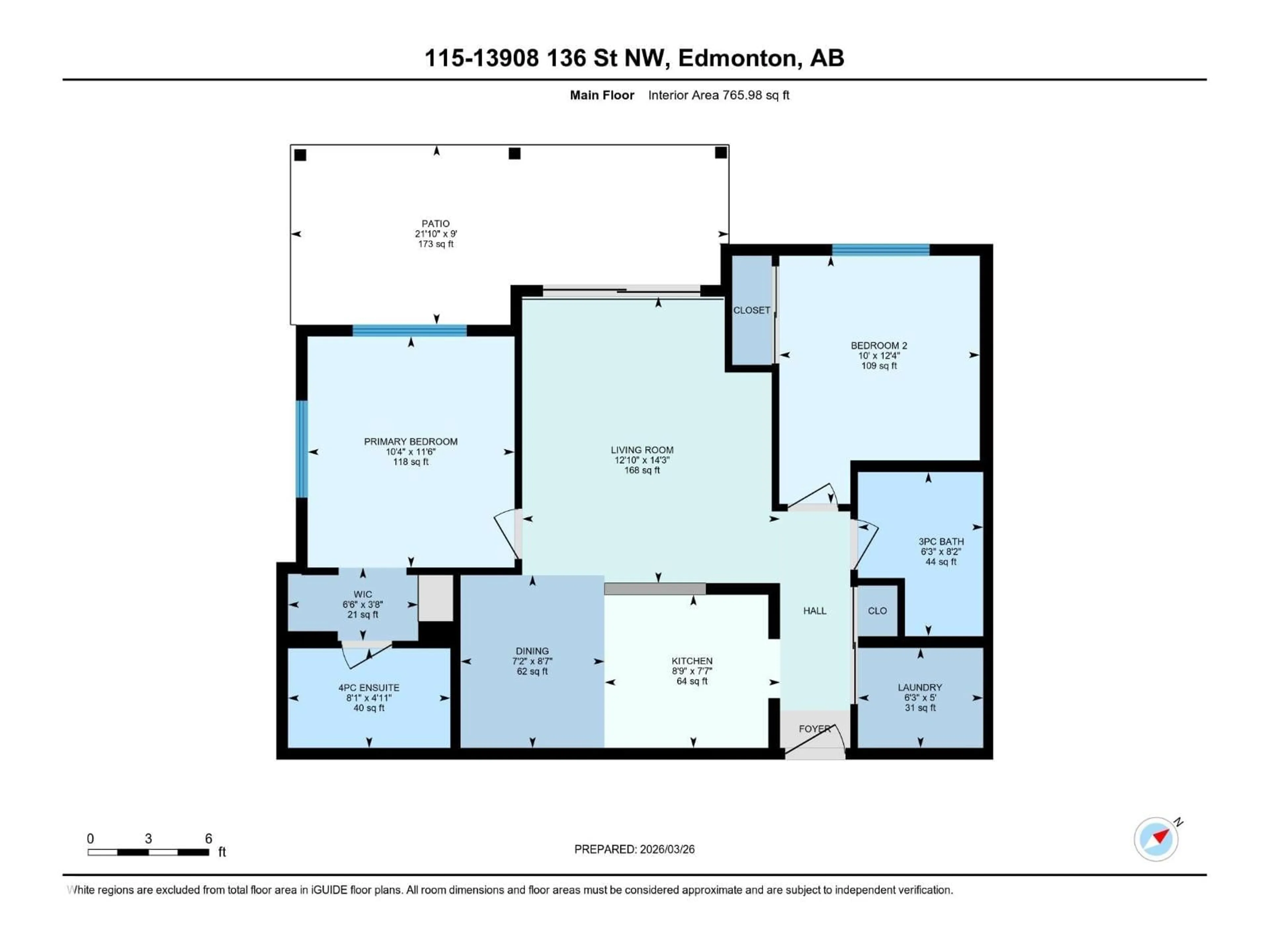 Floor plan for #115 - 13908 136 ST, Edmonton Alberta T6V1Y4